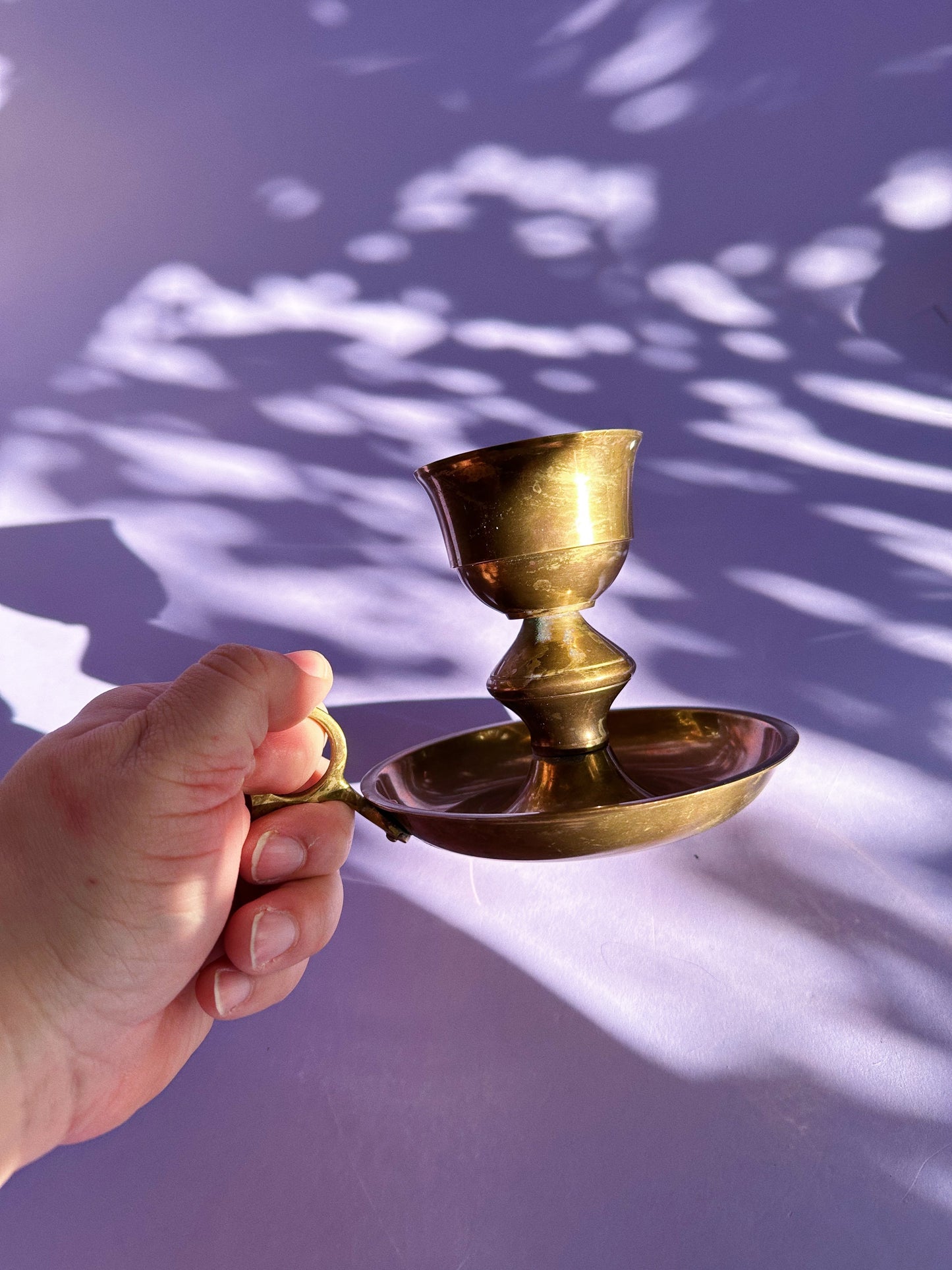 Vintage Solid Brass Chamber Candlestick for Taper Candles