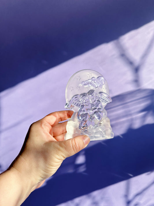 Vintage Cherub Glass Candle Tealight Holder