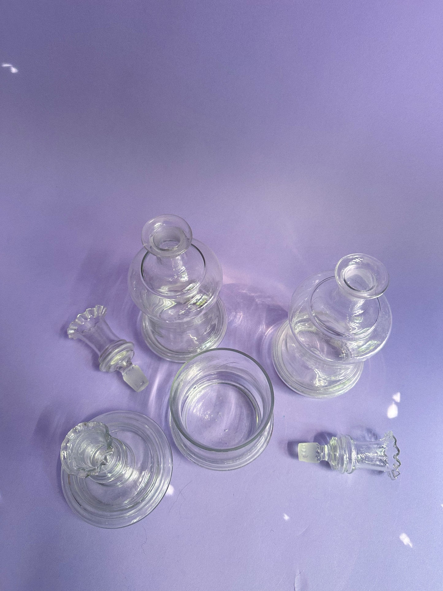 Victorian Glass Apothecary Decanter Bottle Ruffled Open Stopper Candle Holder