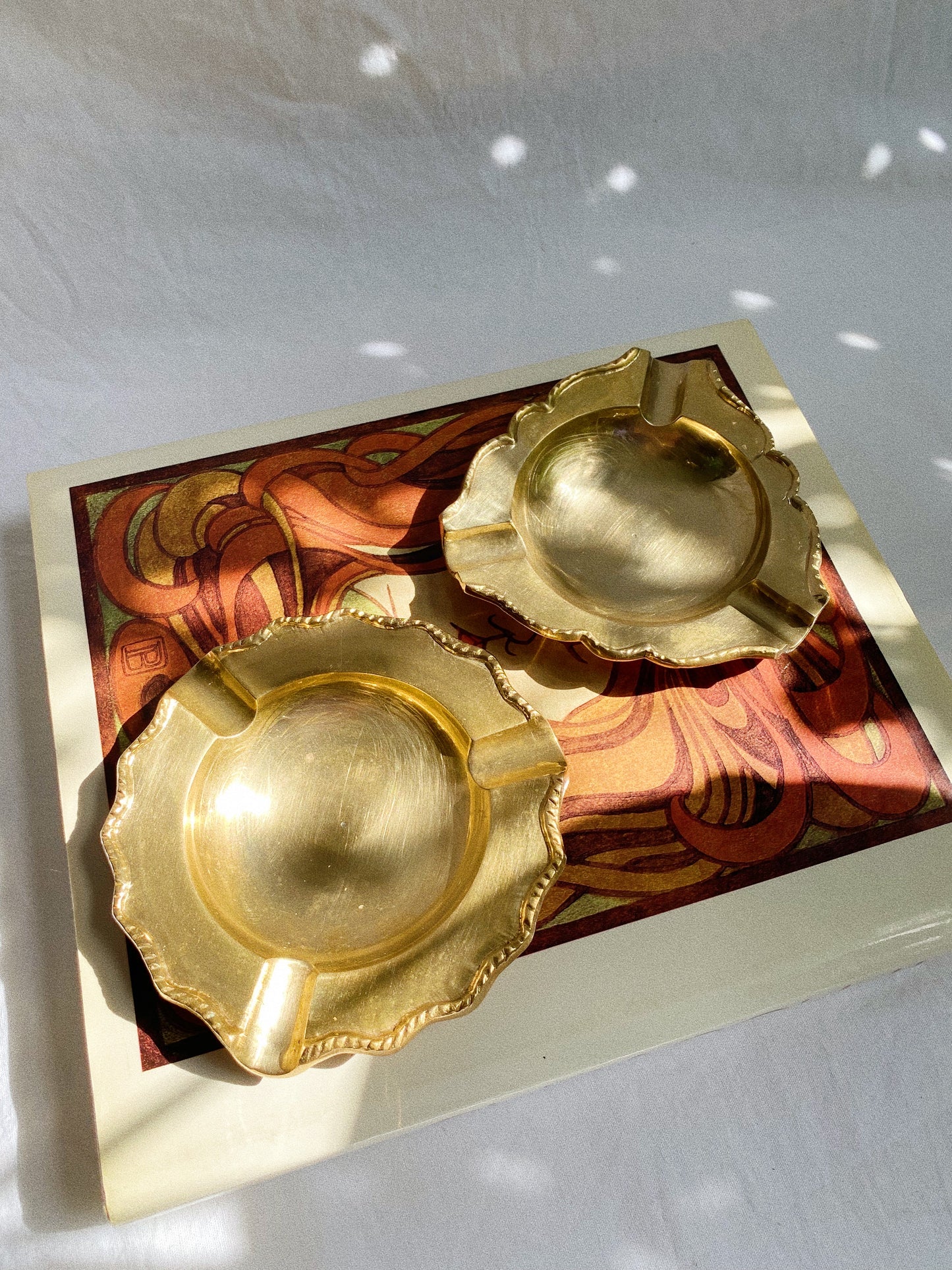 Vintage Solid Brass Ashtrays Rope Detail