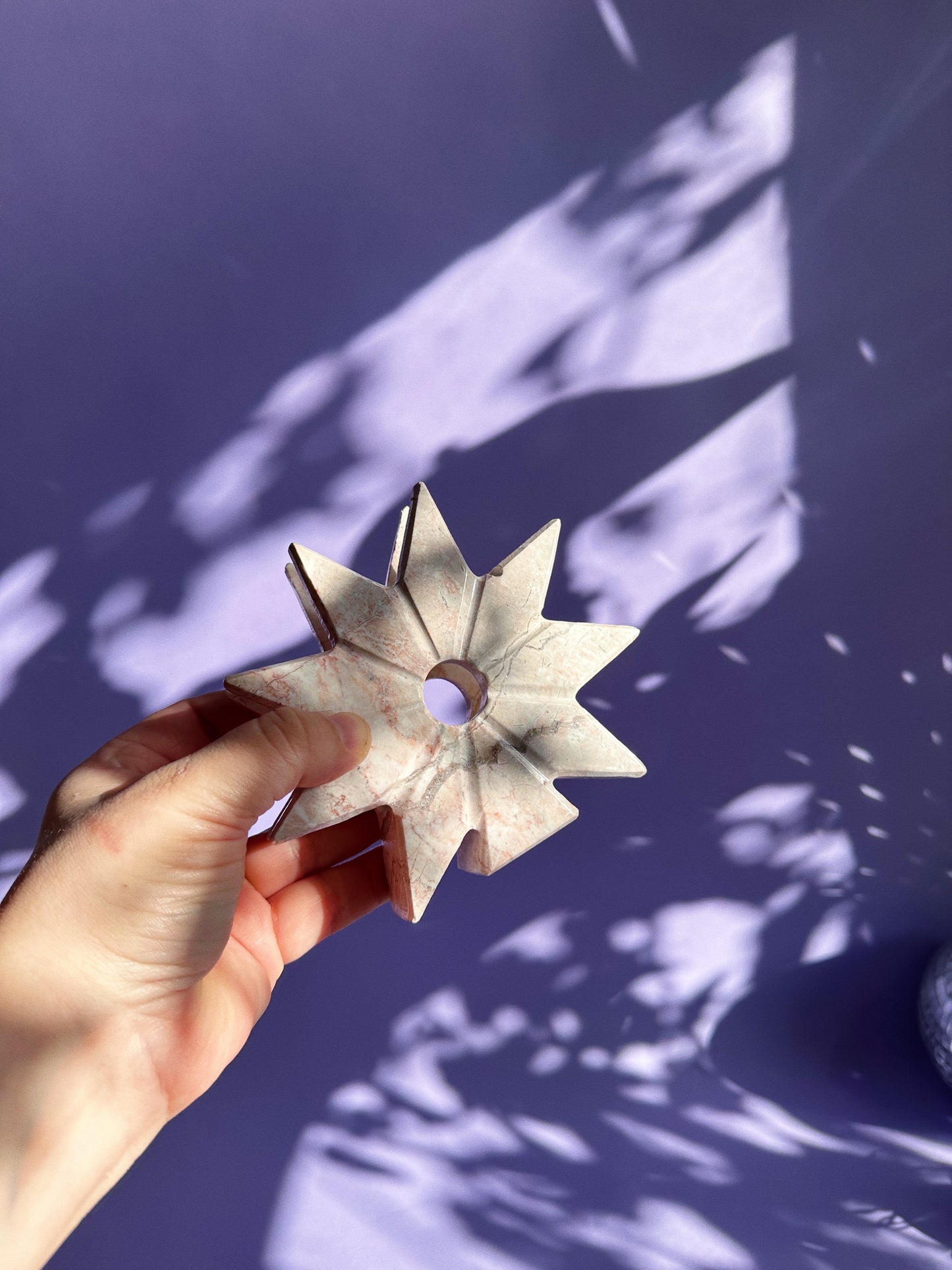 Vintage Pink Stone / Alabaster Starburst Napkin / Letter Holder