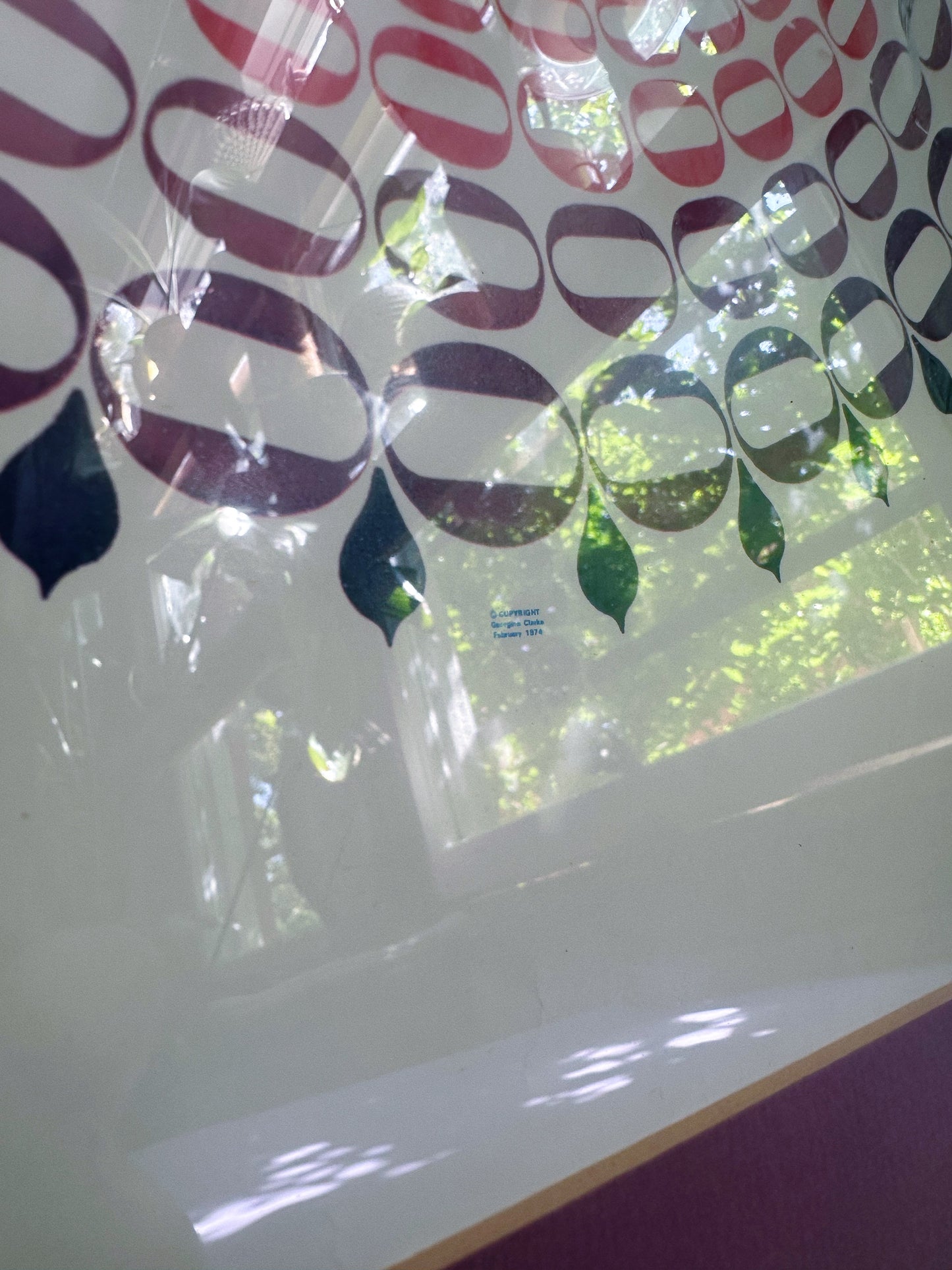 Vintage MCM 1970s Wood Framed Mandala Art Print