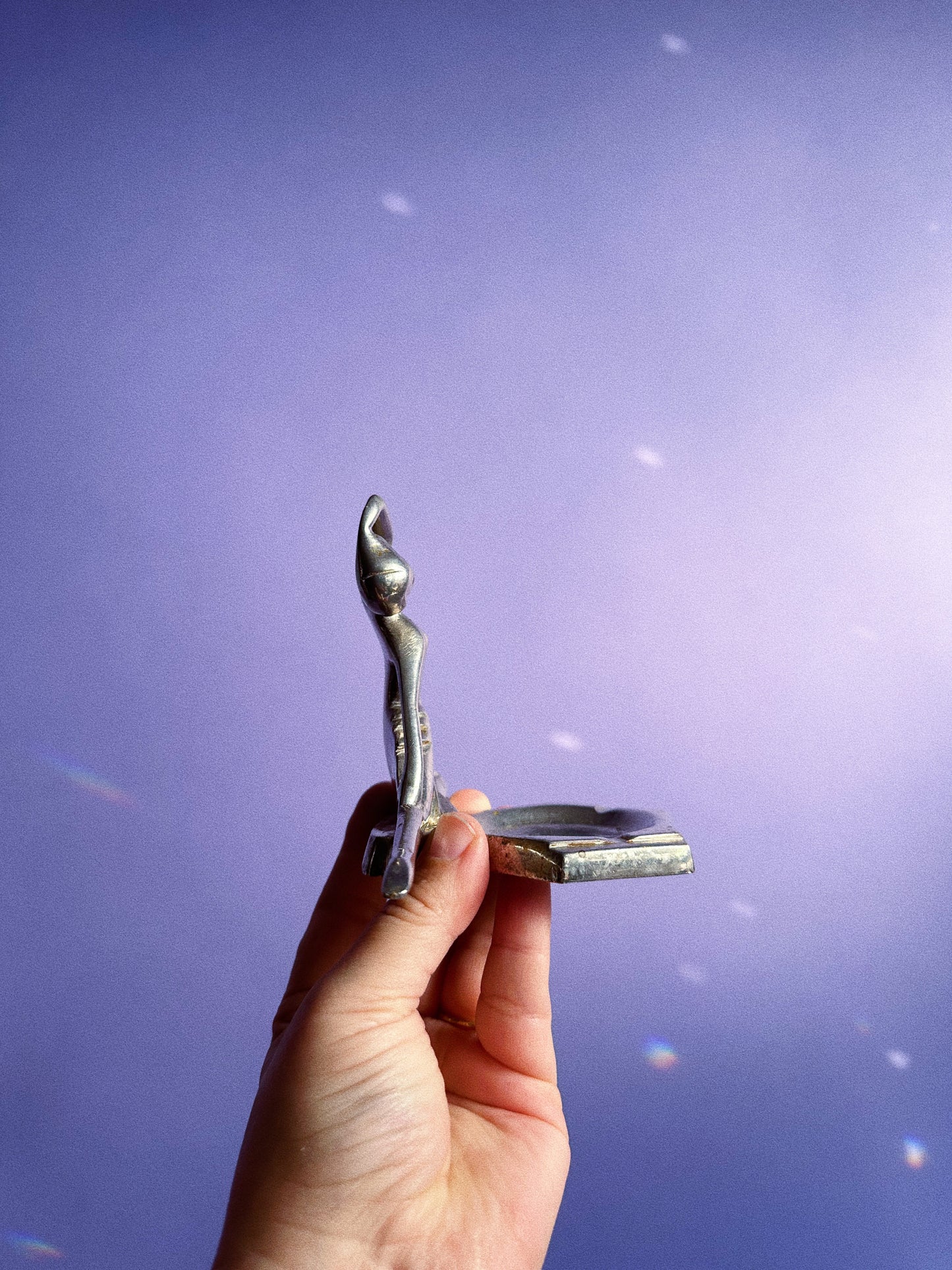 Vintage Rare Art Deco Style Metal Lady Ashtray