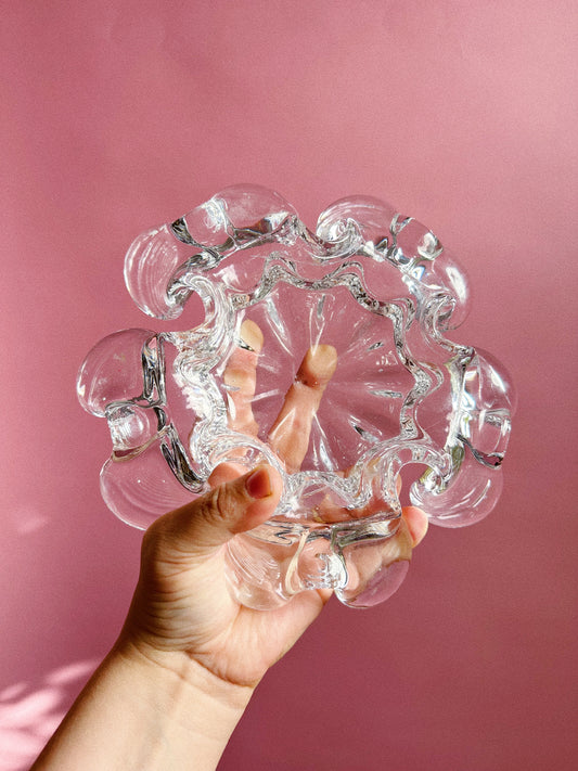 Vintage Heavy Crystal Ashtray / Throw Dish