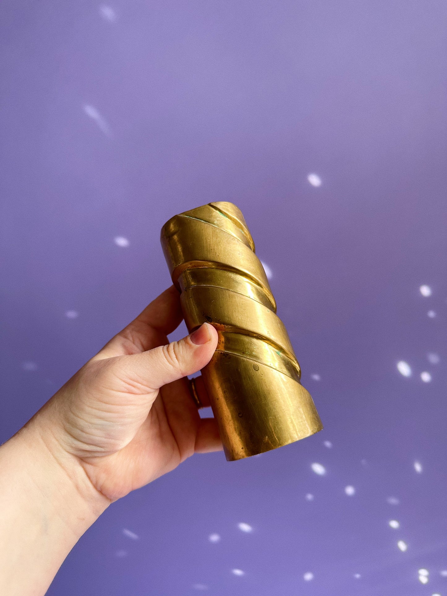 Vintage Cylinder Shaped Brass Candlestick