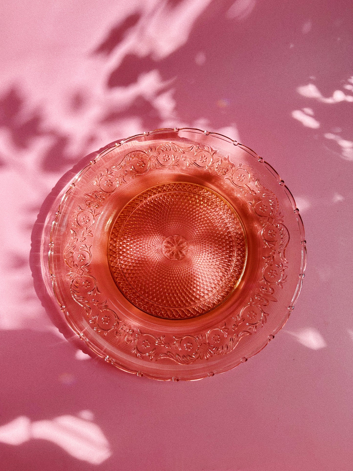 Vintage Pink Depression Glass Platter