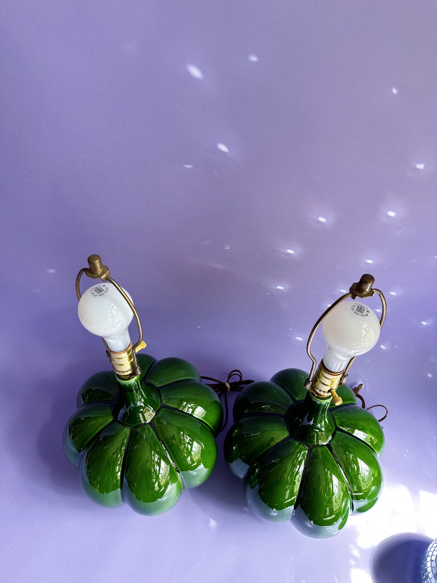 Beautiful Large Green MCM Leviton Glazed Ceramic Lamps