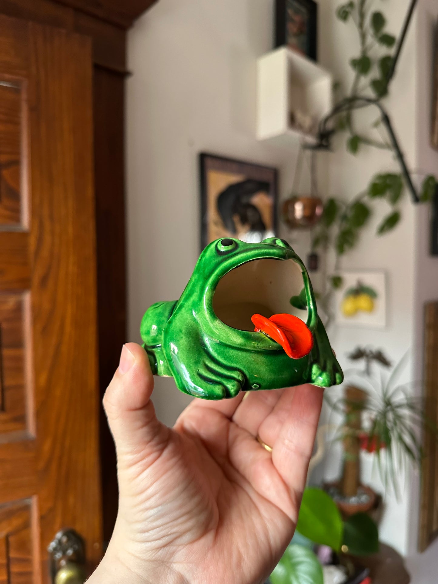 Vintage Ceramic Frog Ashtray Occupied Japan MCM