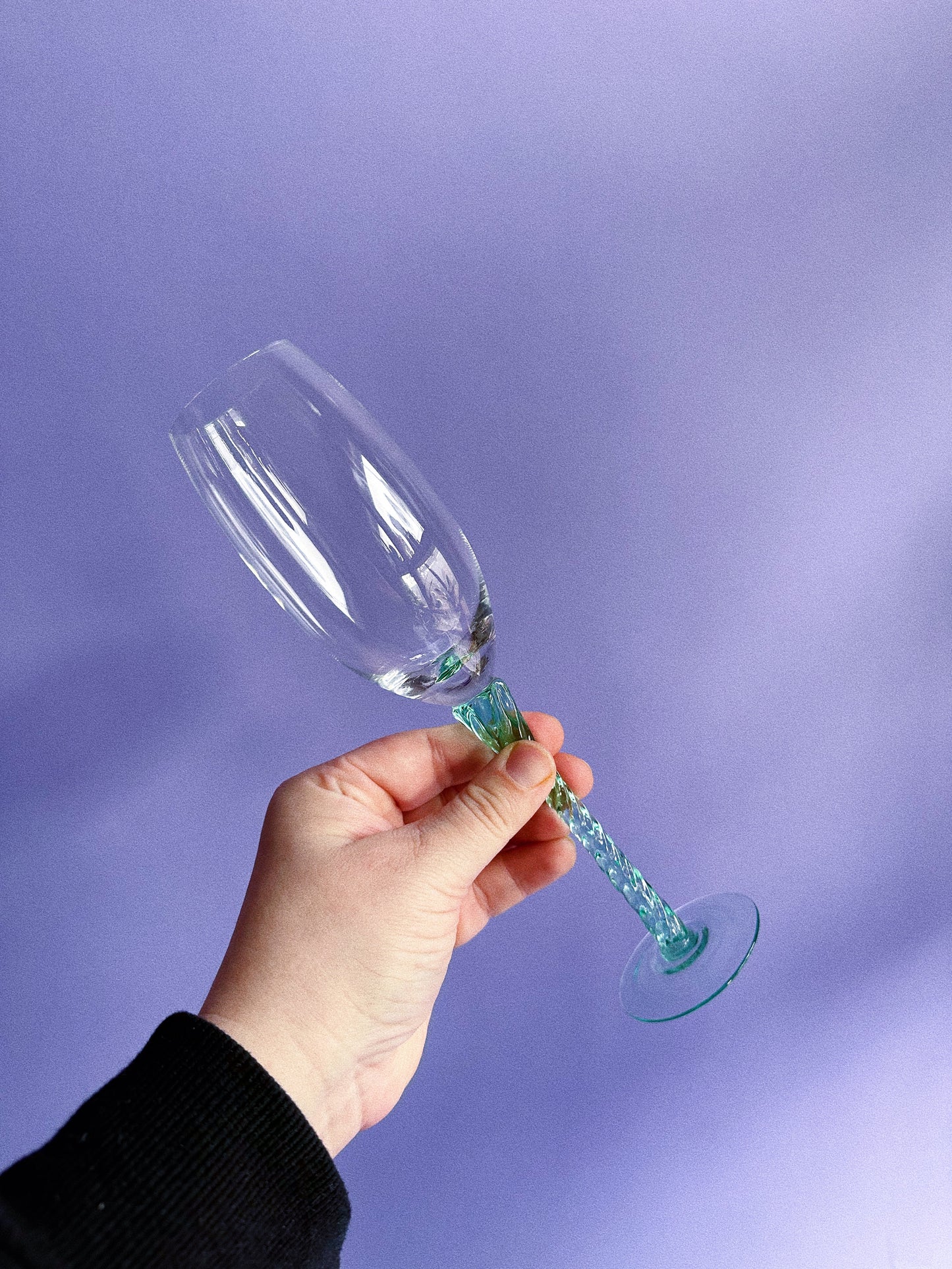 Set of 4 Twisted Teal Stemmed Champagne Flutes