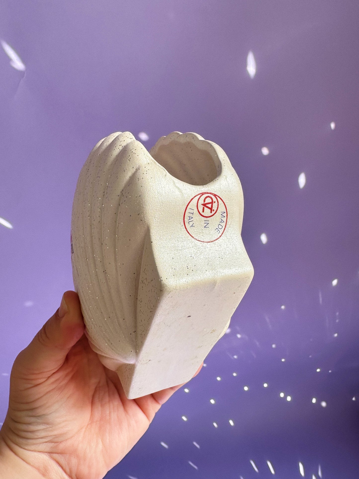 Handmade Shell Napkin Holder Berger Made in Italy Pink / Cream Sparkles