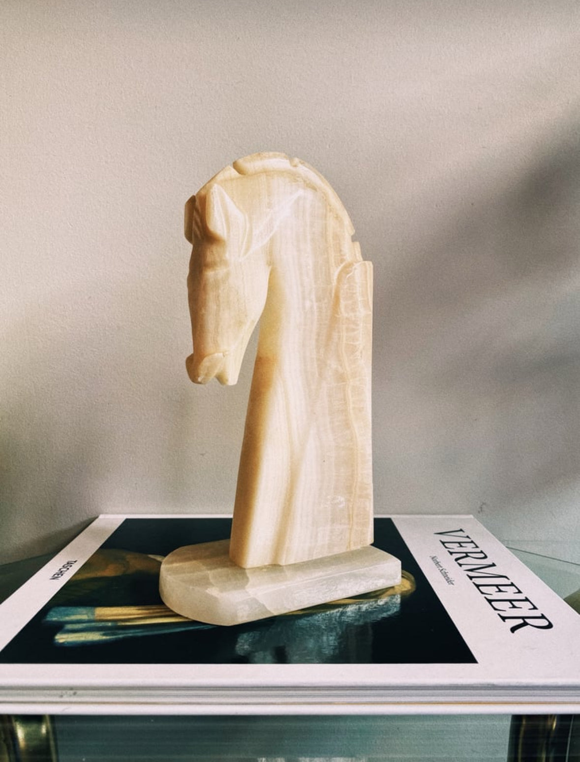 MCM Vintage Alabaster Carved Horse Book End