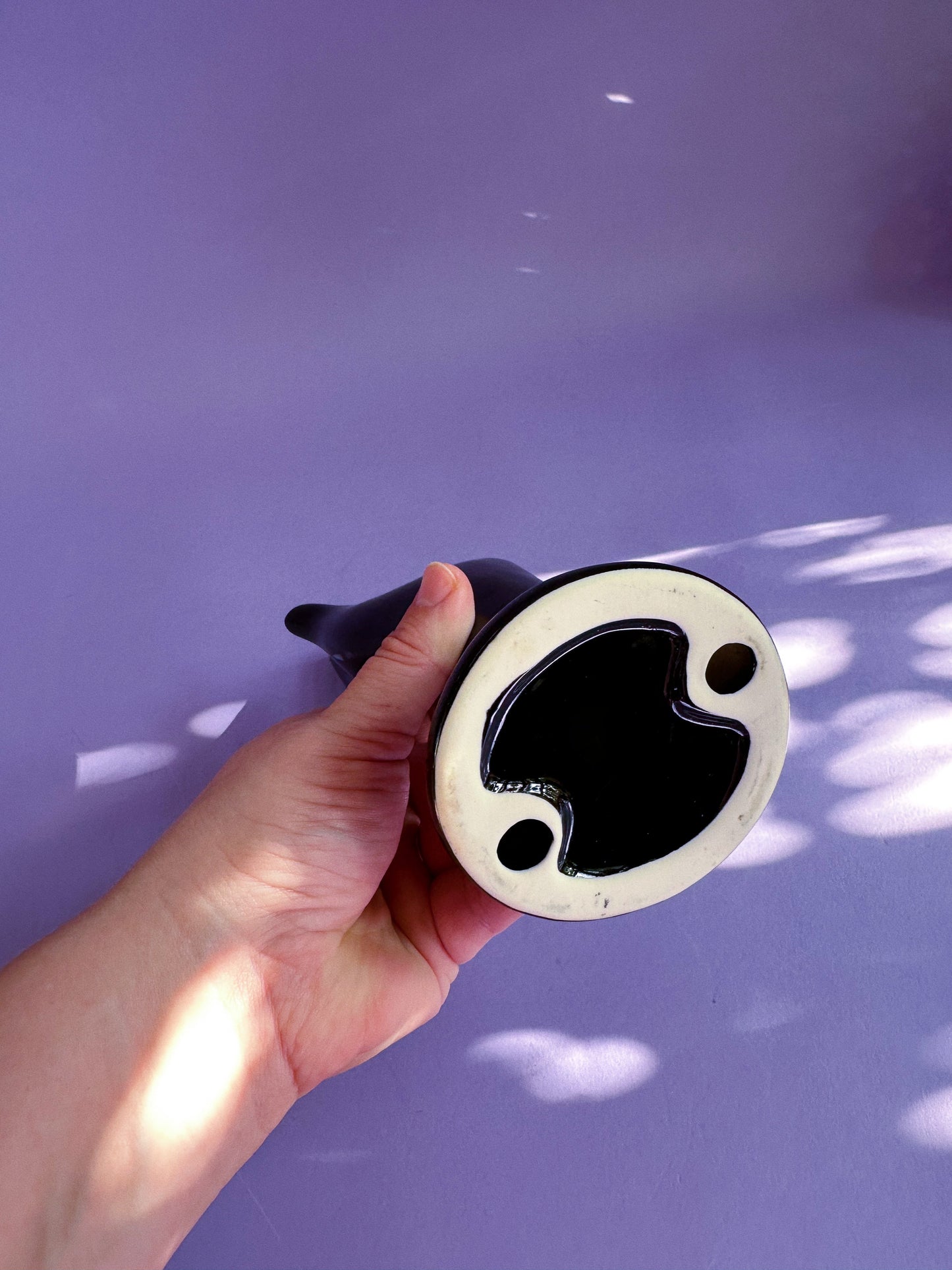 Black Glossy Glazed Ceramic Hand Sculpture