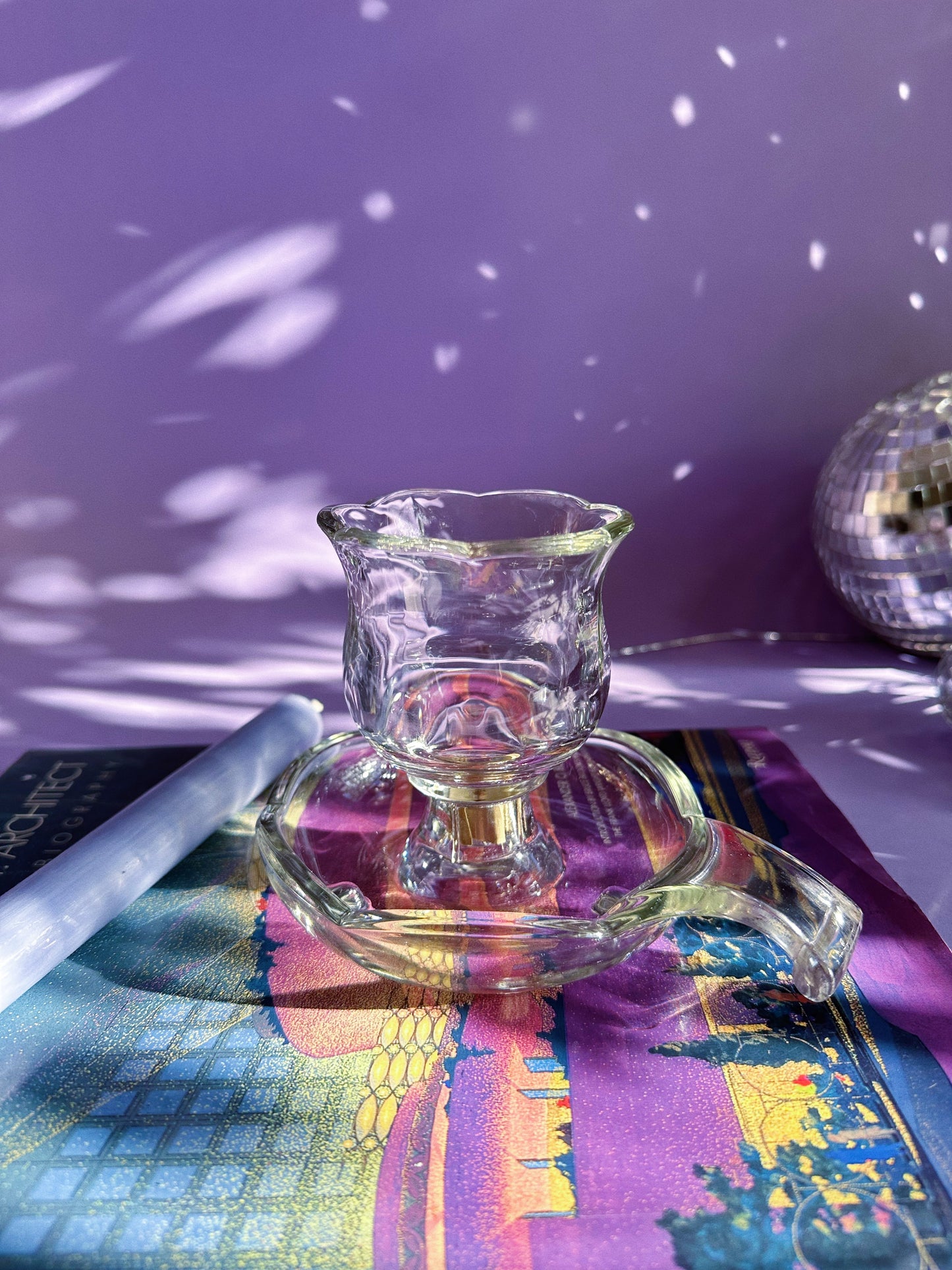 Vintage Glass Chamber Candlestick W Optional Tea Light Attachment