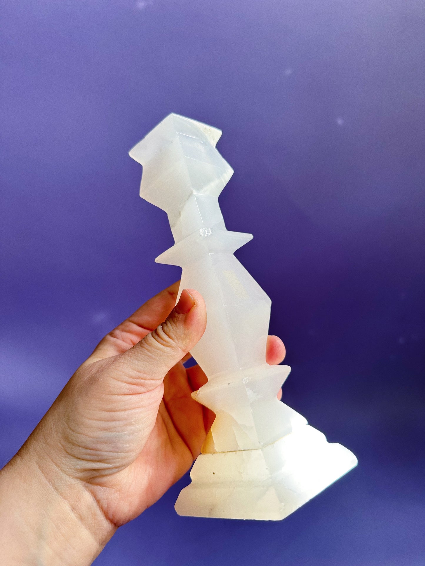 Singular Vintage Onyx Stone Candle Holder Candlestick