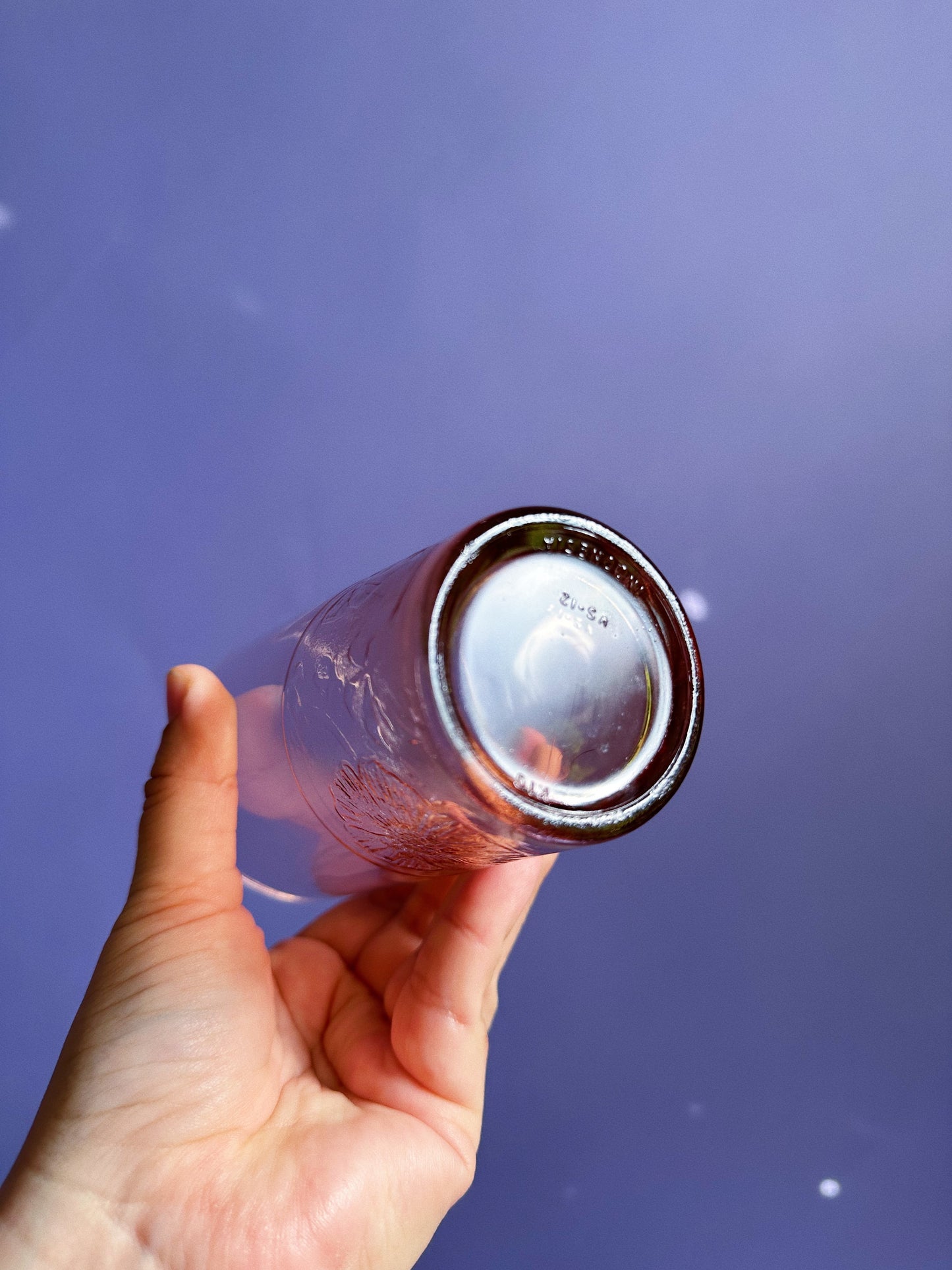 Vintage Pink Highball Glasses KIG Pressed Floral Design, Set of 4