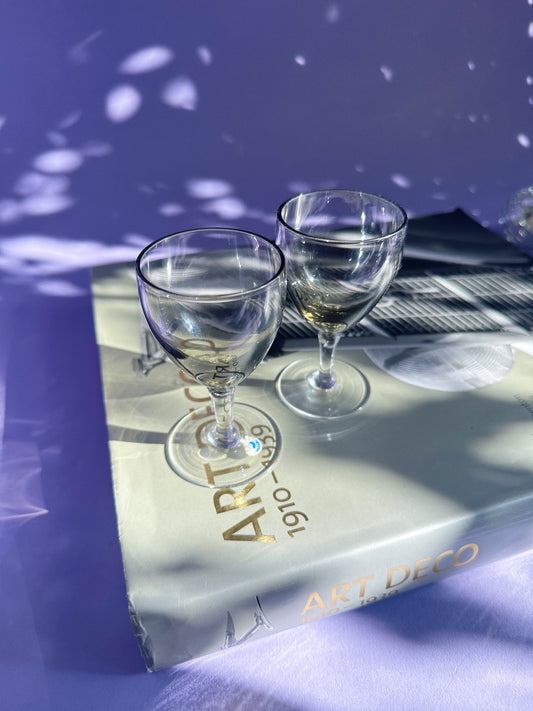 2 BelKraft Moonglo BK1 West German Contemporary Hand Blown Shot / Liqueur Glasses