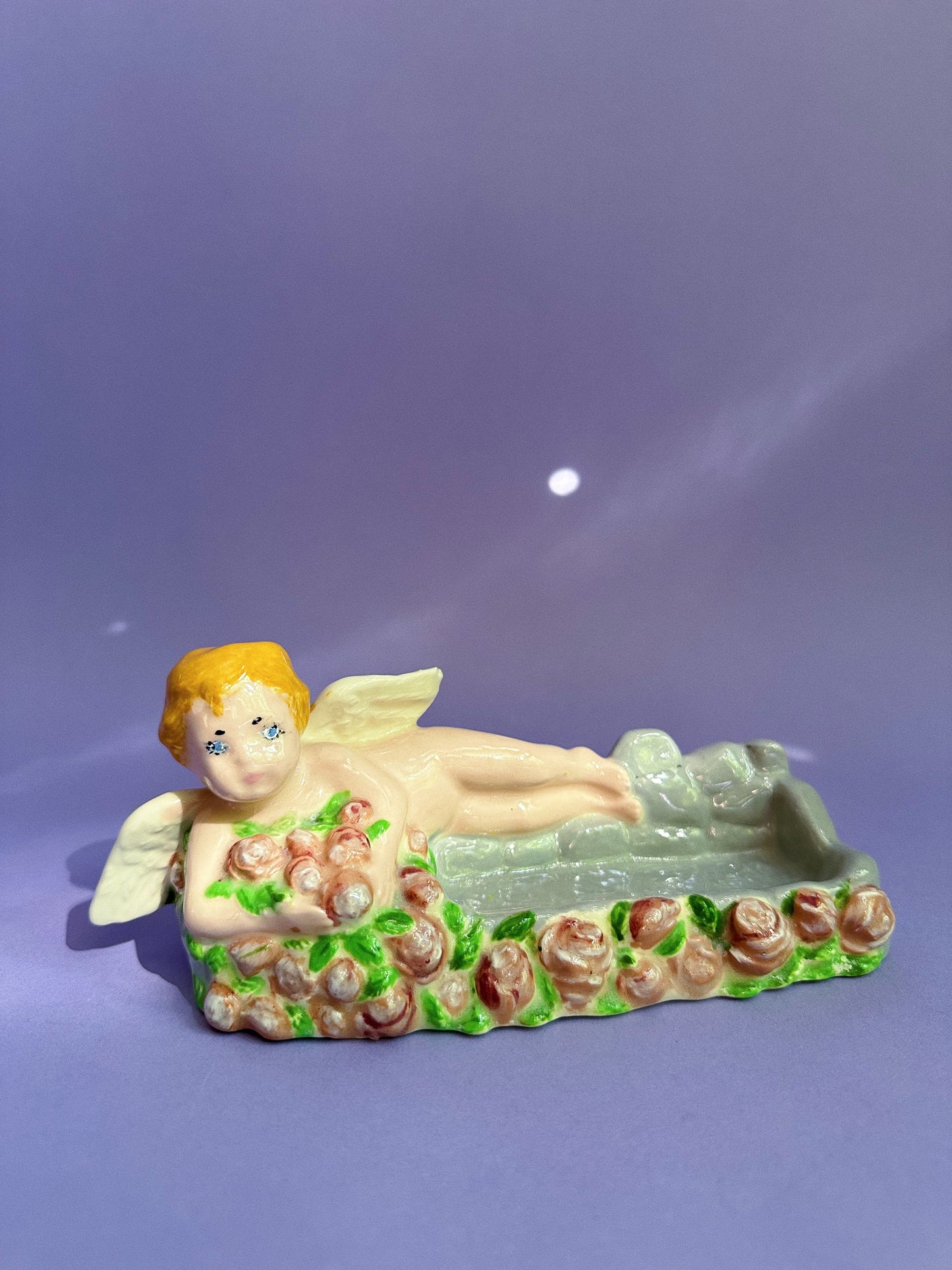 Vintage Ceramic Cherub Business Card Holder