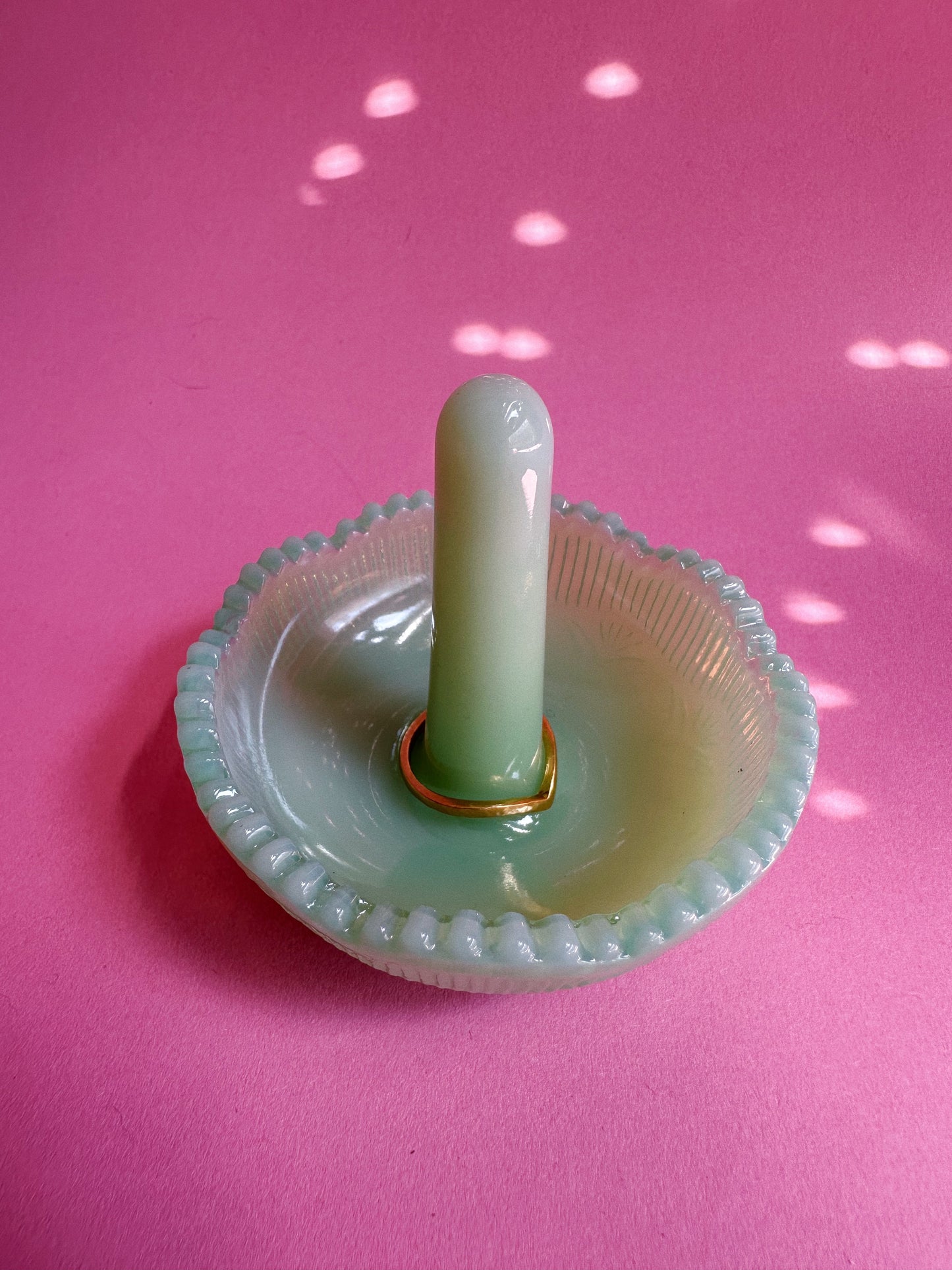 Jadeite Original Mosser Glass Ring Holder Dish