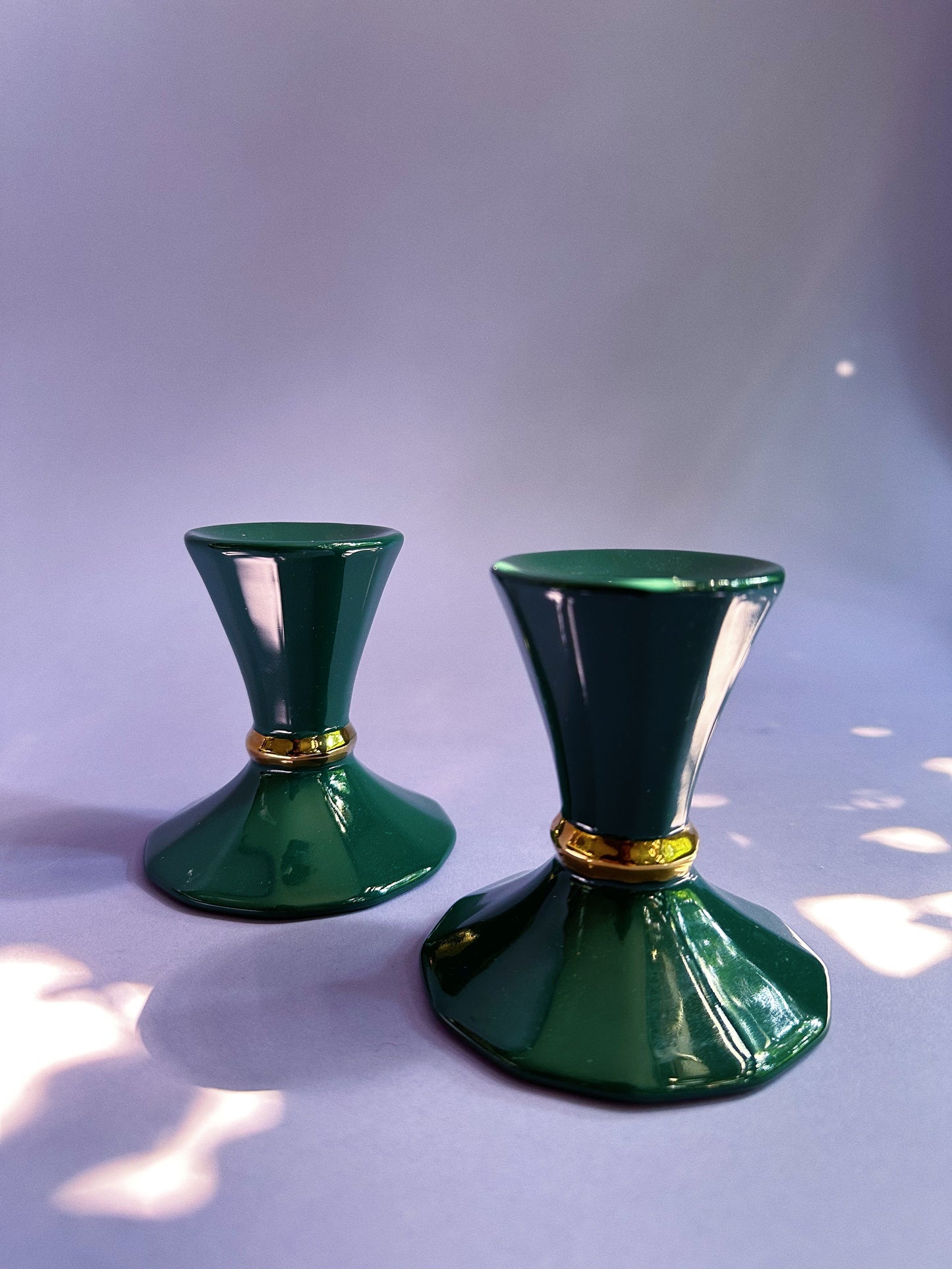 Vintage Ceramic Green Party Lite Candlesticks for Taper Candles