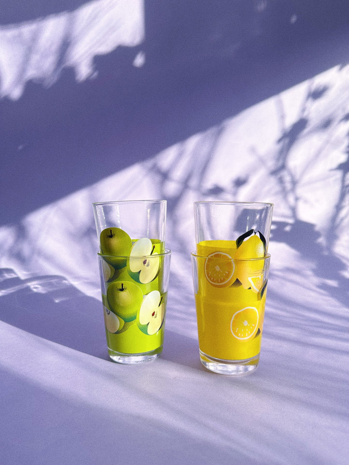 Vintage Lemon & Apple Juice Glasses