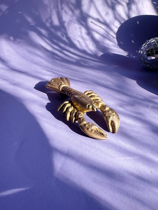 Vintage Heavy Lobster Brass Bottle Opener