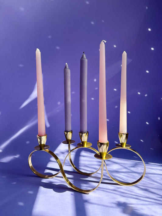 Vintage Lacquered Brass 5 Candle Candelabra