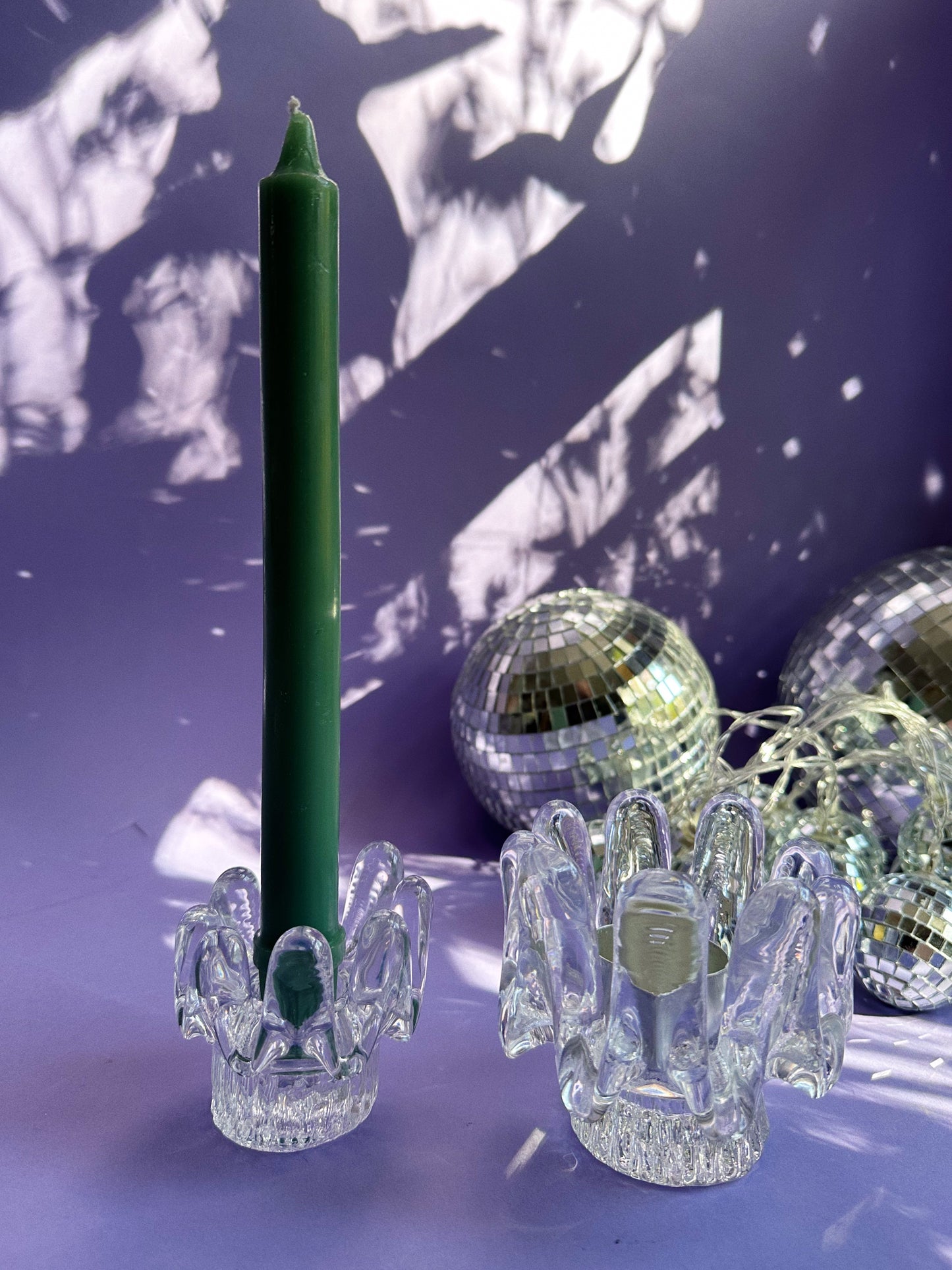 Vintage Goran Warff Kosta Boda Sunflower Glass Tea Light / Taper Holders