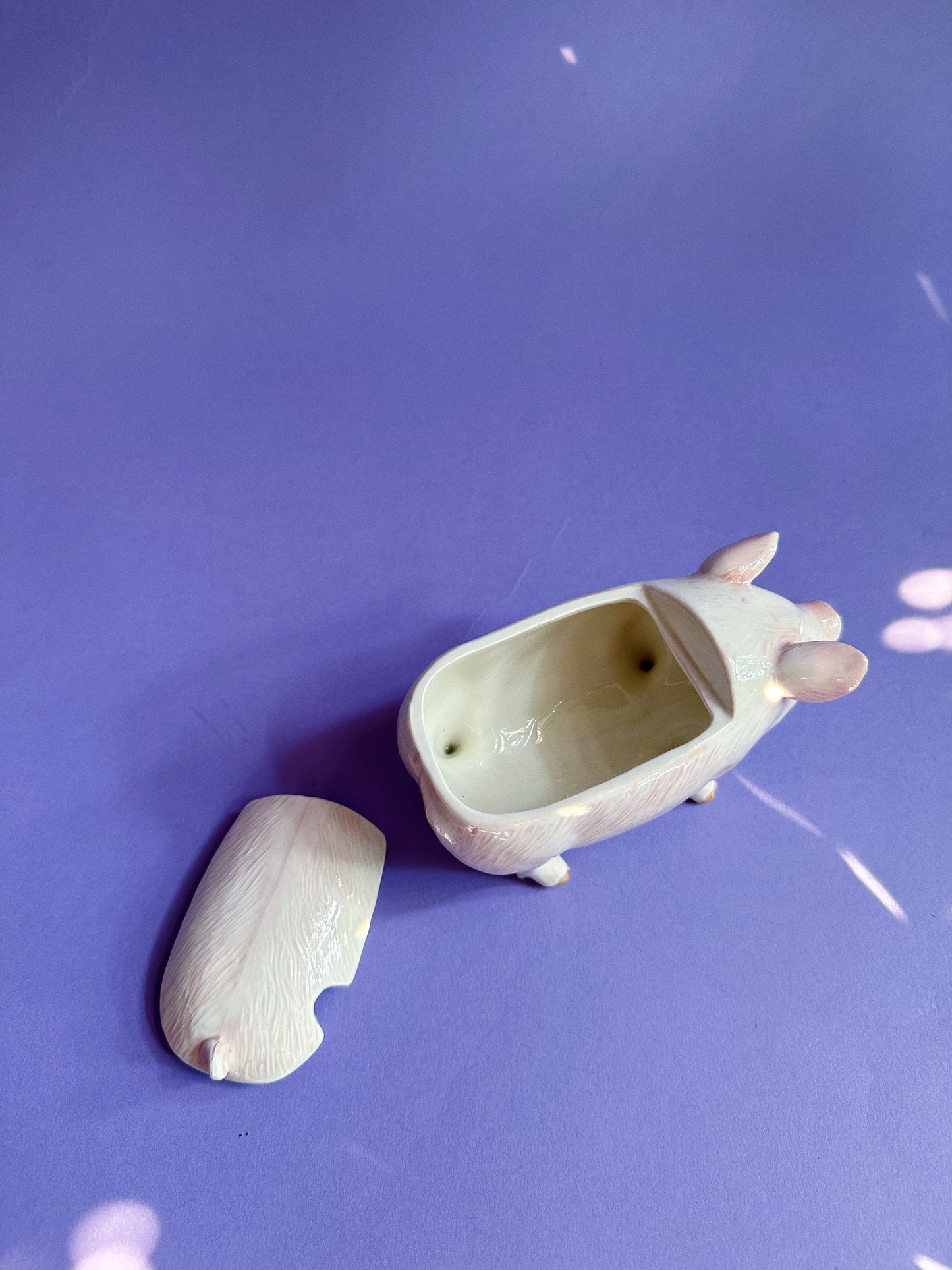 Vintage Otagiri Pig Sugar Dish Japan Hand Painted Nose Chip