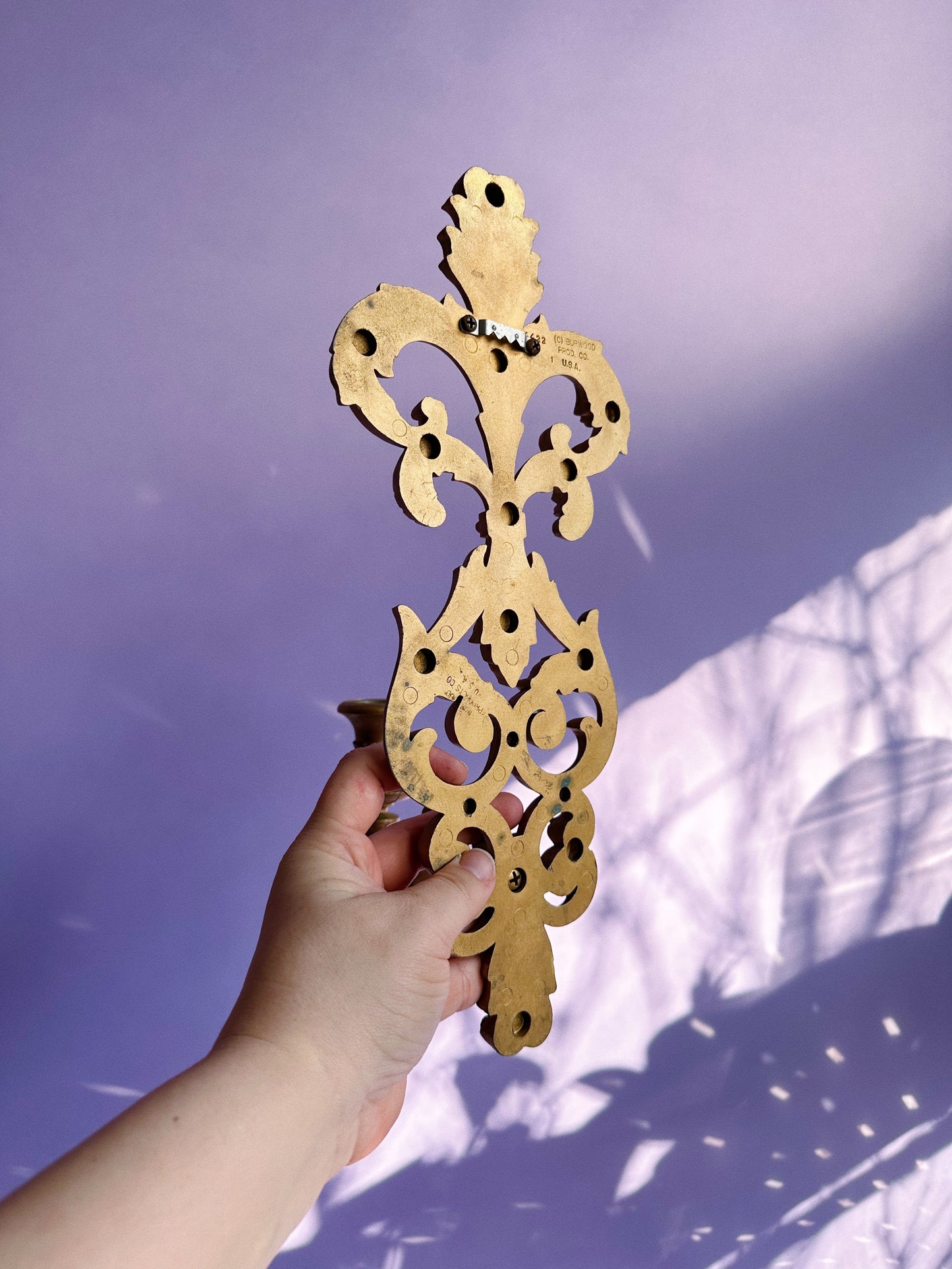 Vintage Gold Burwood Plastic Wall Candle Sconce for Tapers