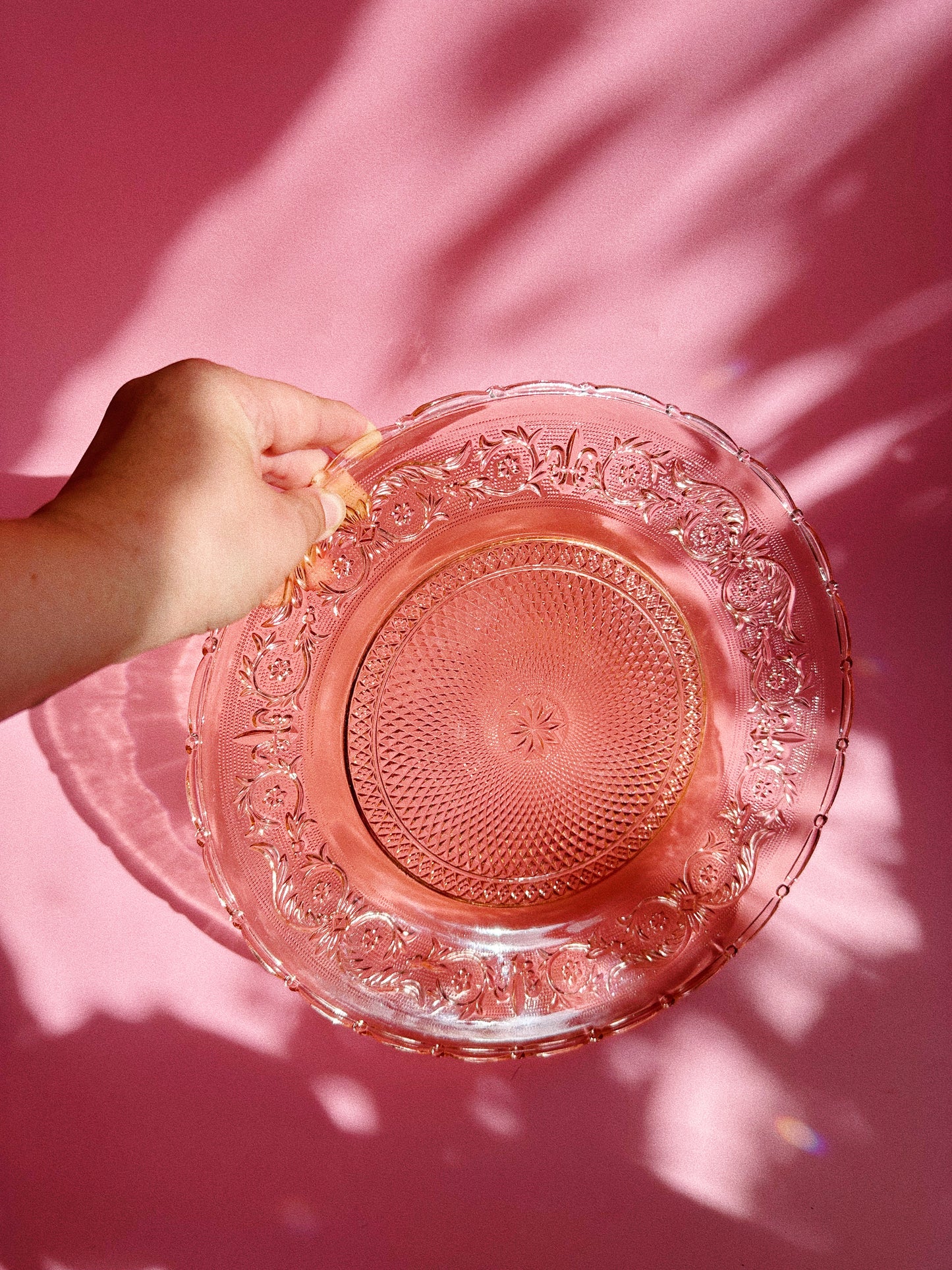 Vintage Pink Depression Glass Platter