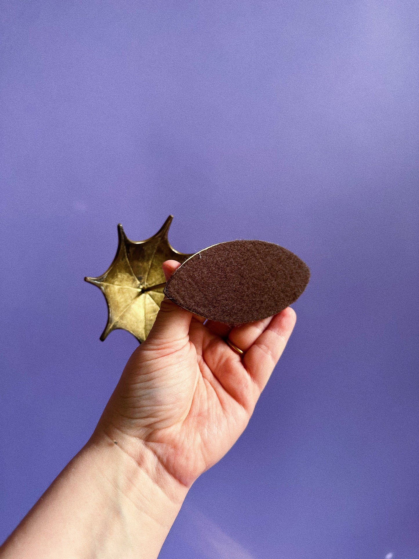 Vintage Brass Duck & Frog w/ Umbrella Sculptures