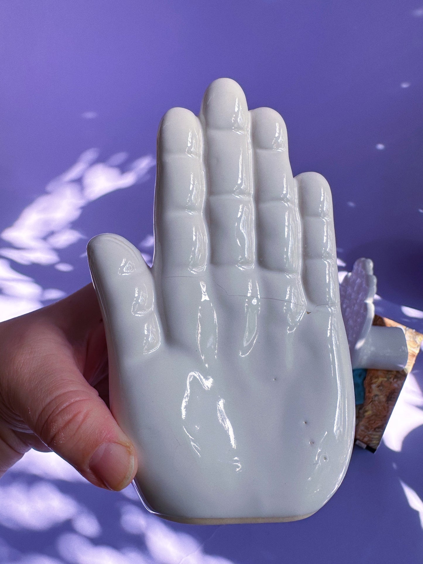 White Ceramic Hands Book Ends VTG 6.25” Weighted W/O Sand MCM NOTE