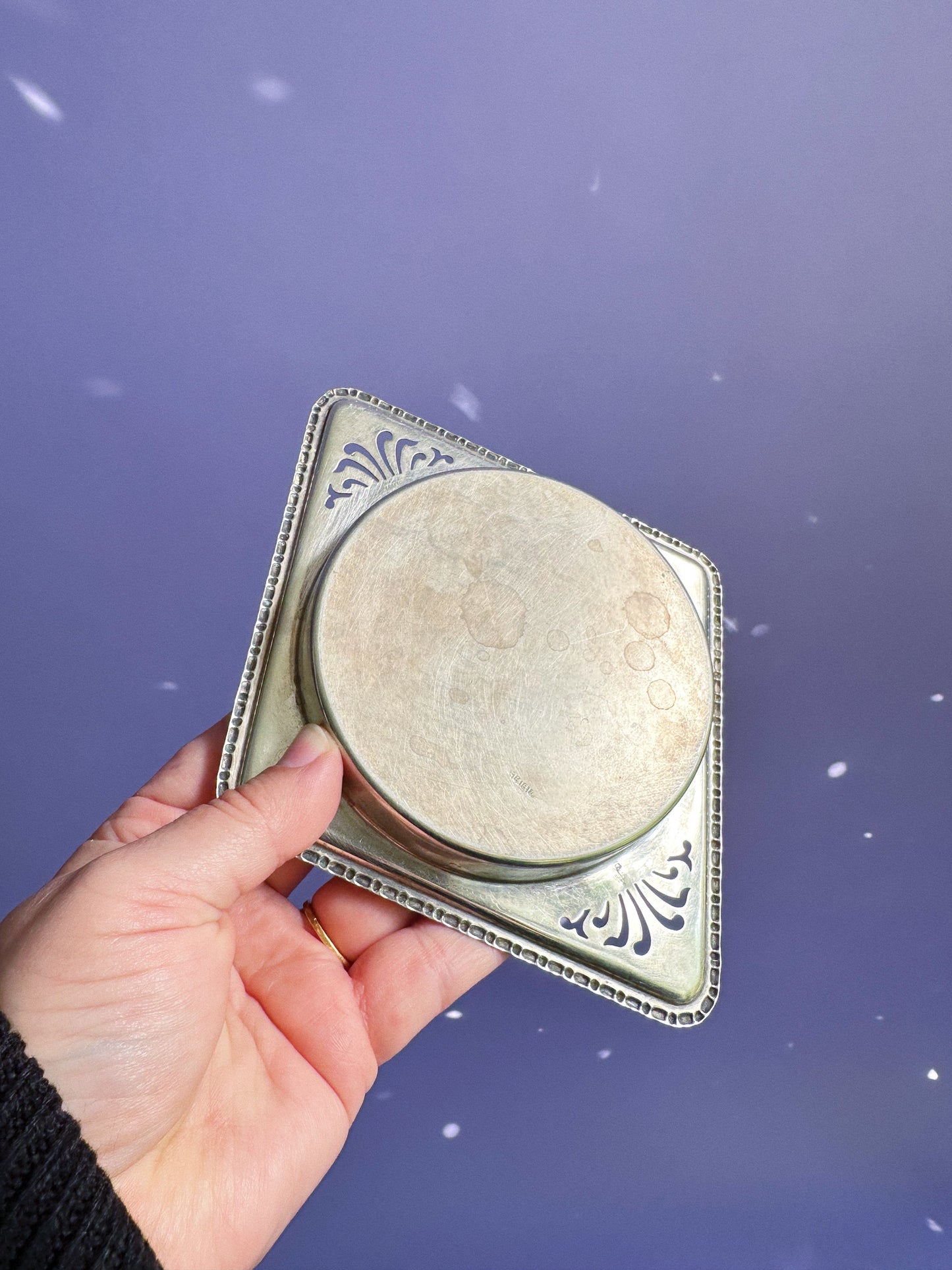 Vintage Silver Plated Glass Ashtray / Throw Dish