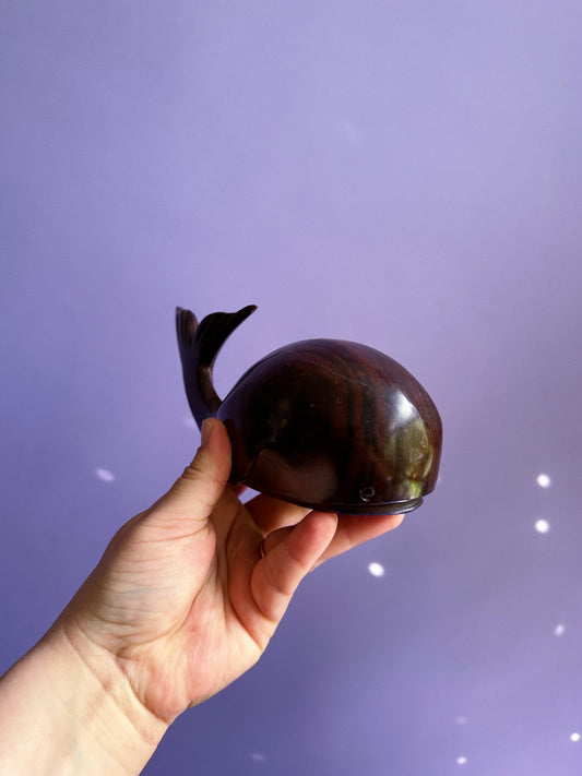 Heavy Carved Whale Wooden Sculpture