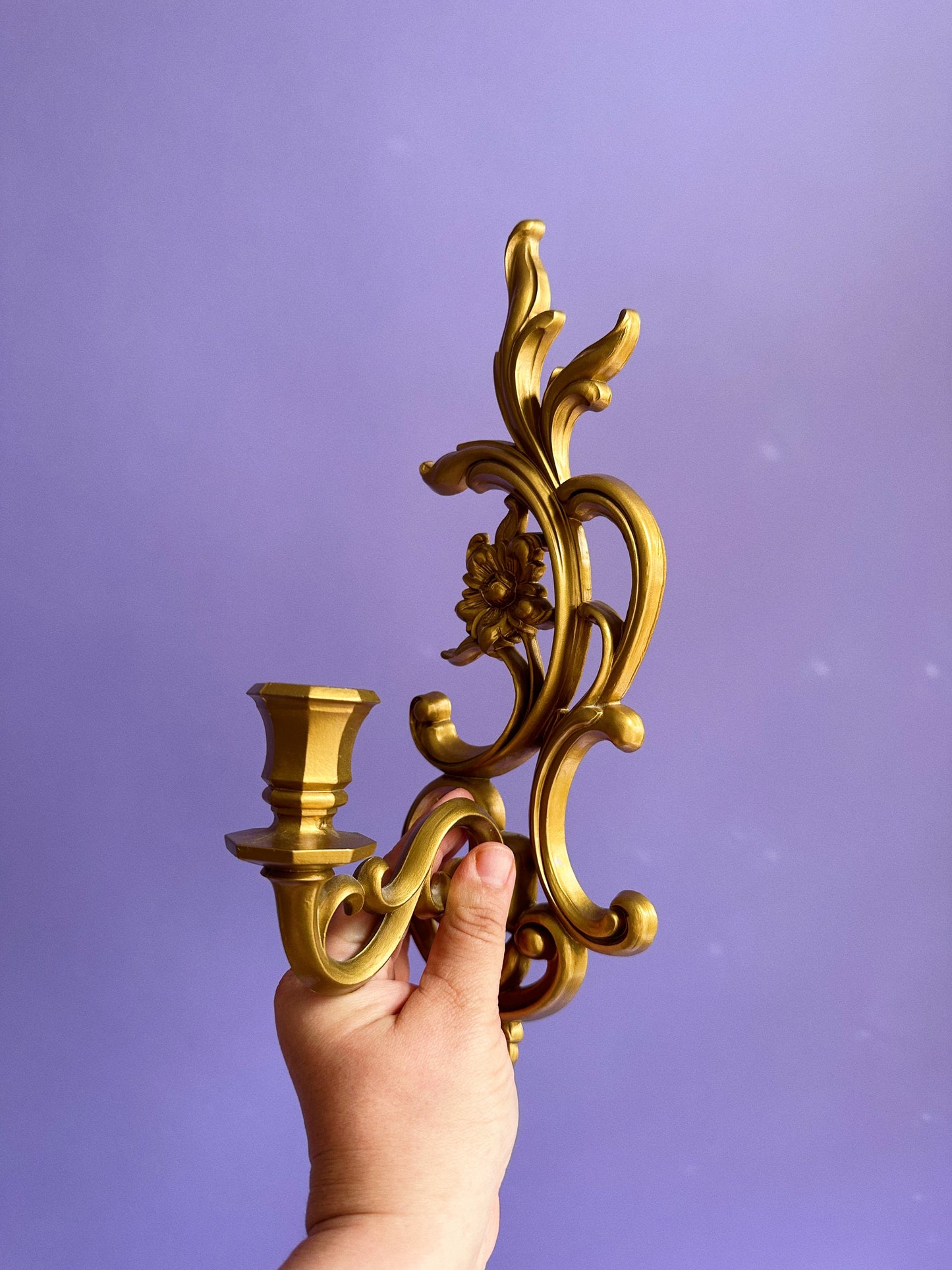 Vintage Gold Syroco Candle Wall Sconces