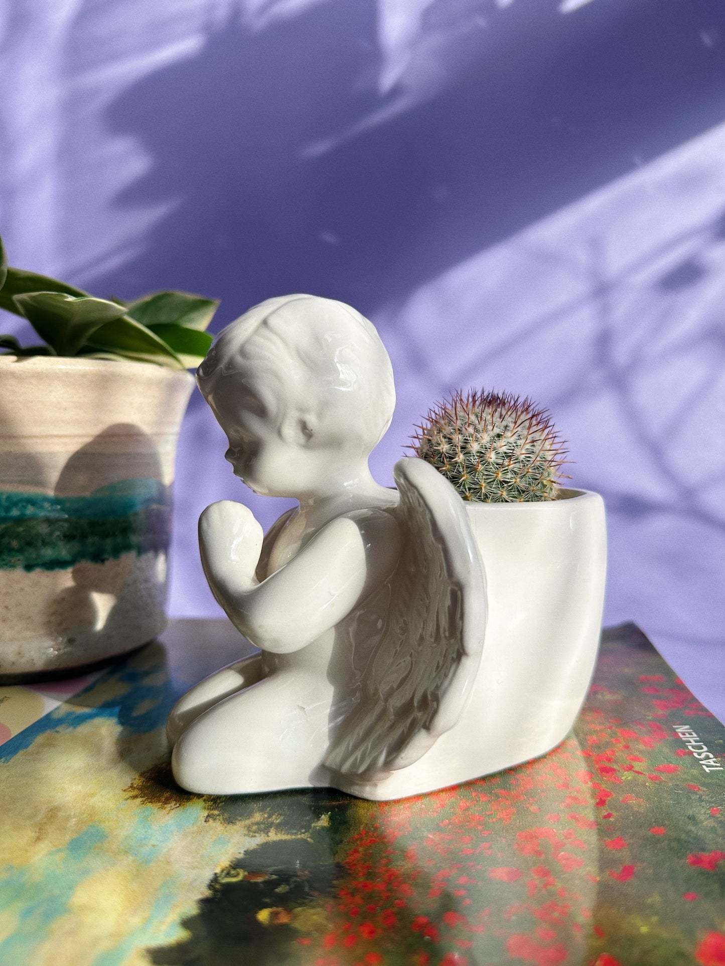 Sweet Vintage Ceramic Cherub Planter / Cache Pot