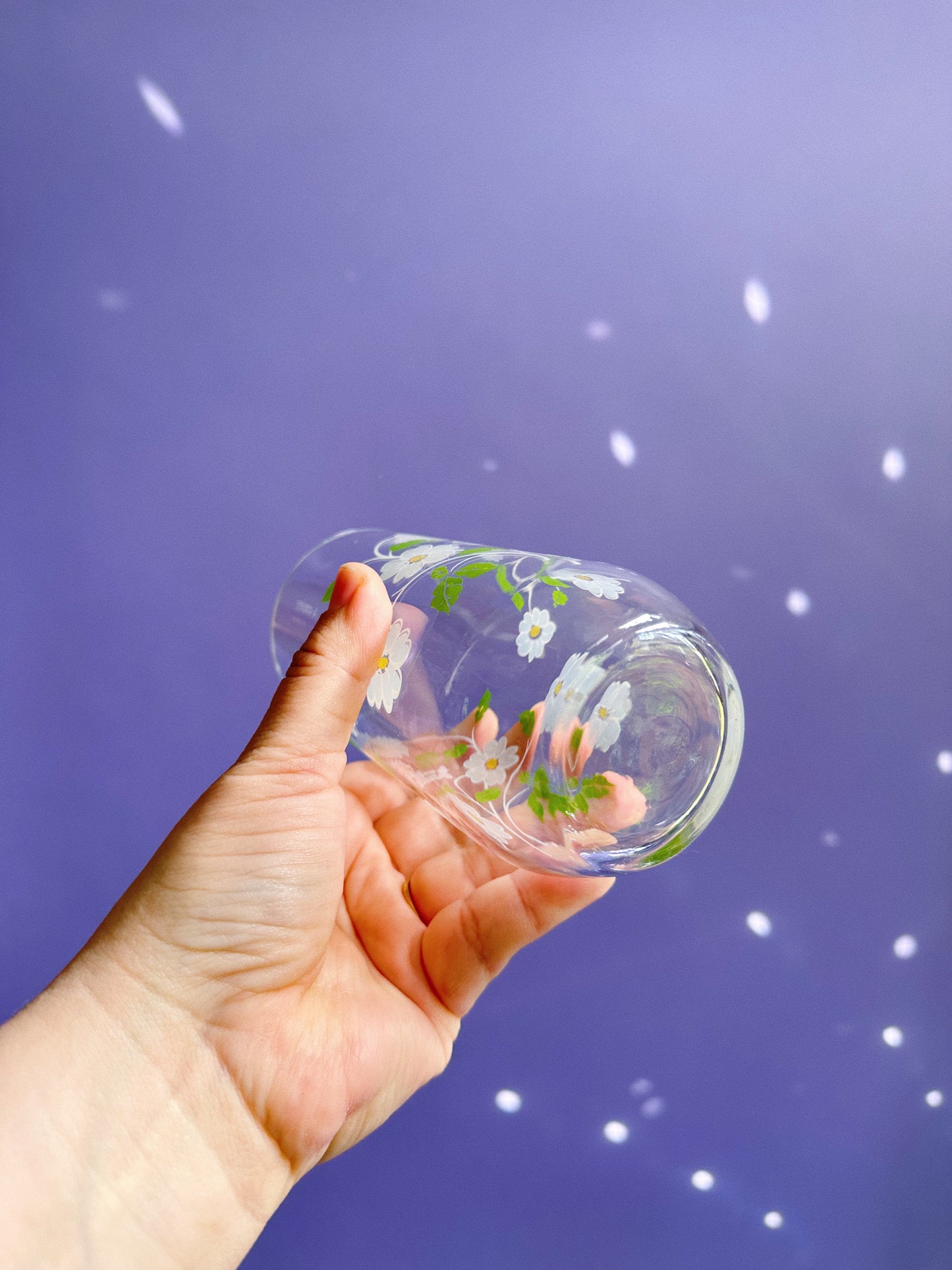 Set of 4 Vintage Daisy Print Glass Tumblers