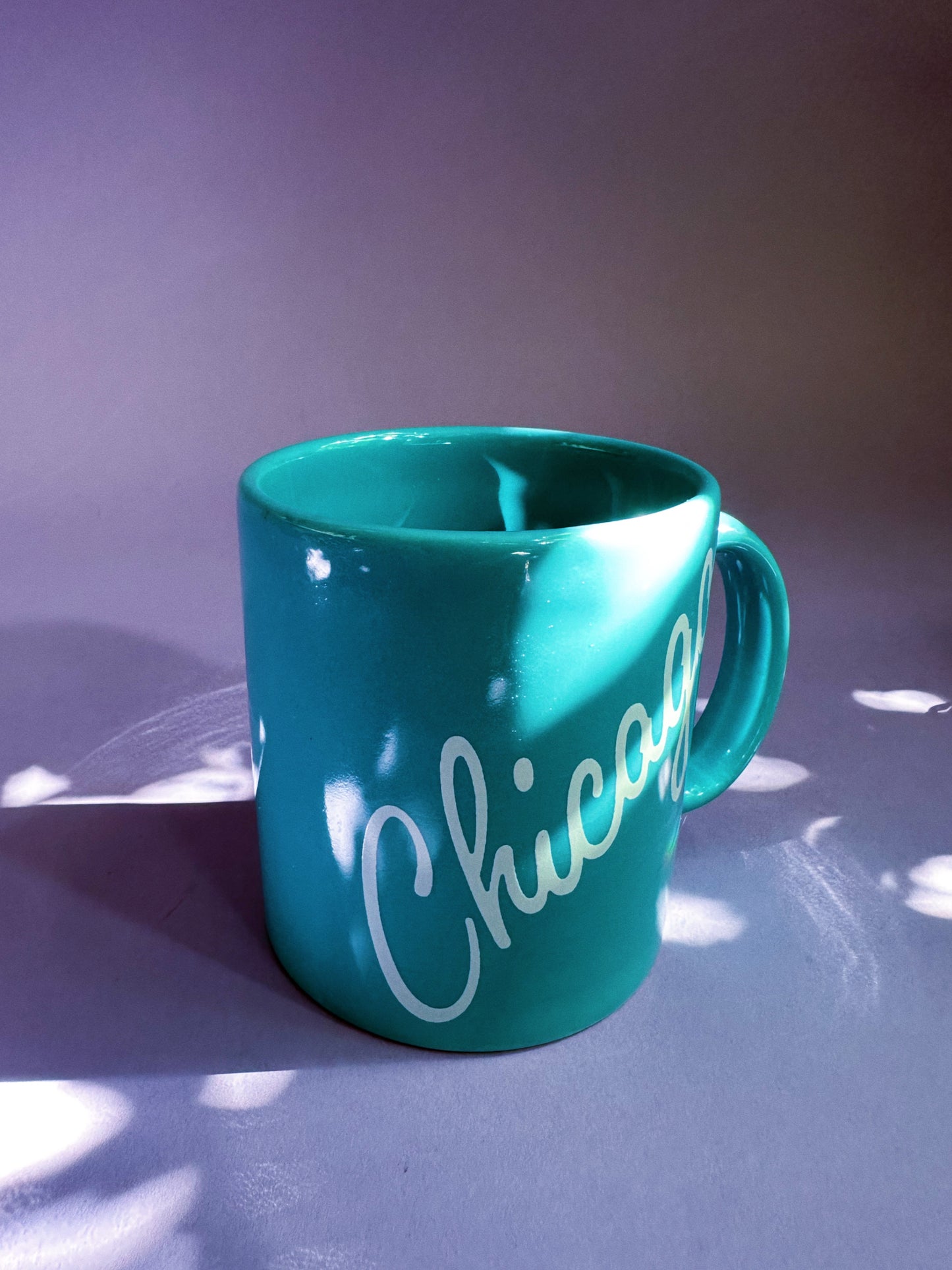 Vintage 90s Waechtersbach West Germany Mug Turquoise Aqua Chicago