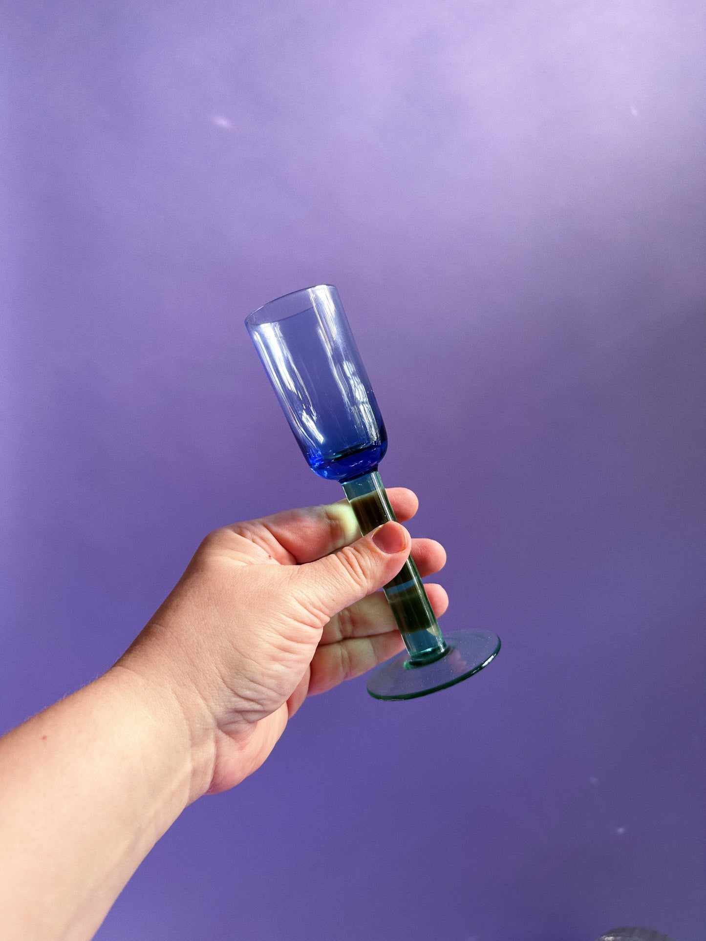 Vintage Scandinavian Liqueur Glasses Blue and Green 1980s 3 pcs