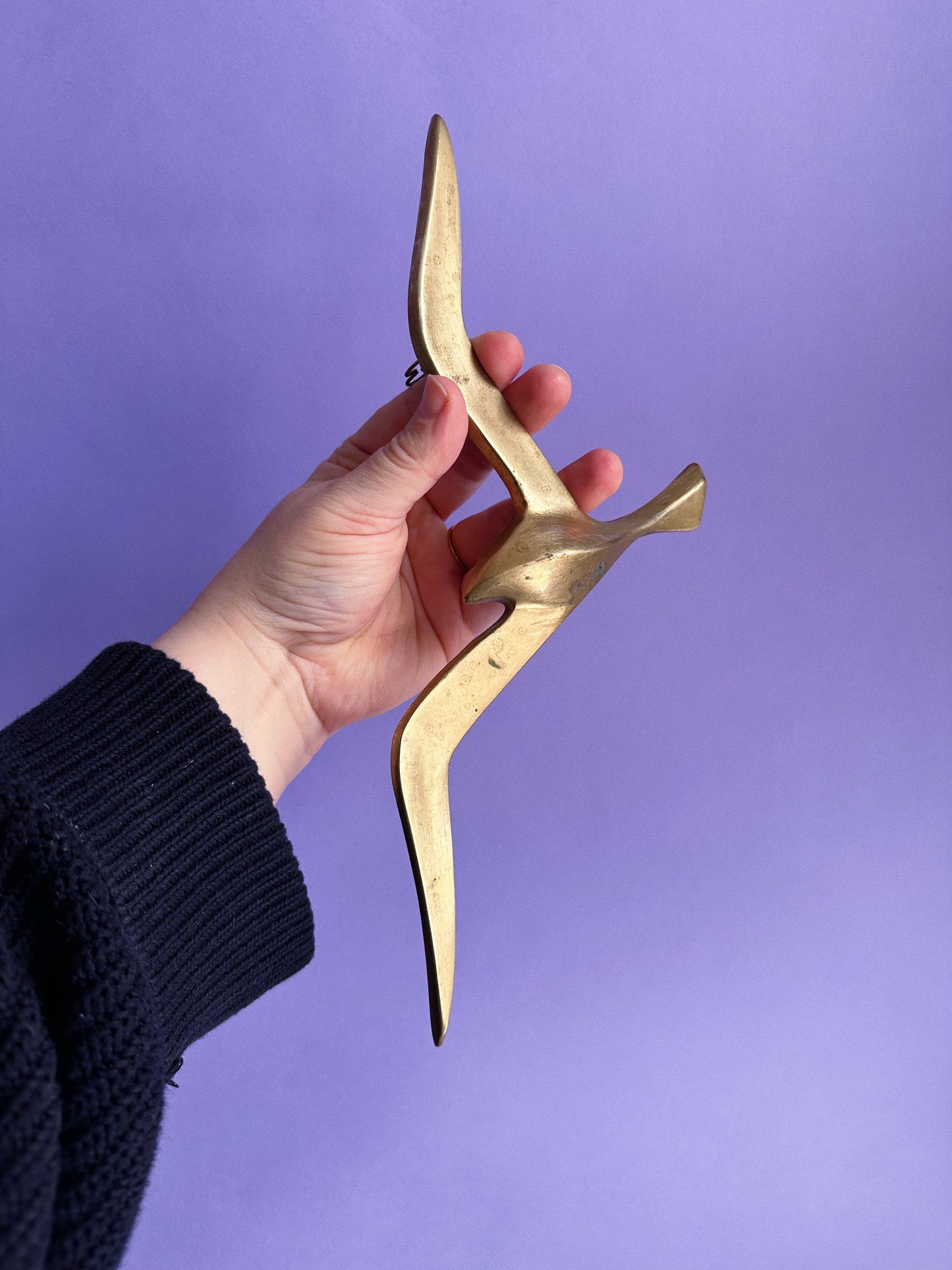 Vintage Mid Century Modern Brass Seagull Wall Hanging