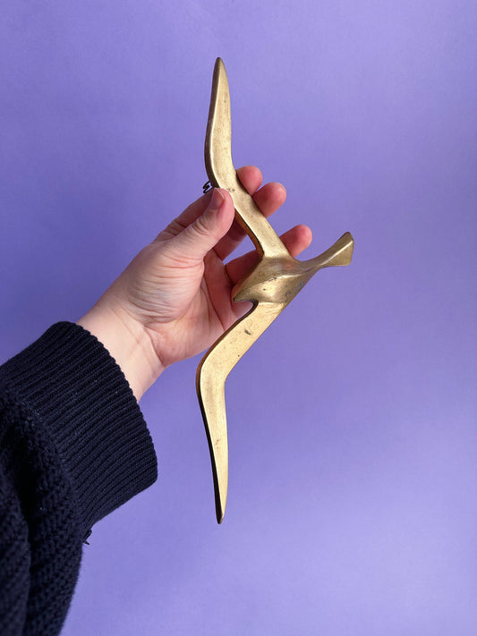 Vintage Mid Century Modern Brass Seagull Wall Hanging