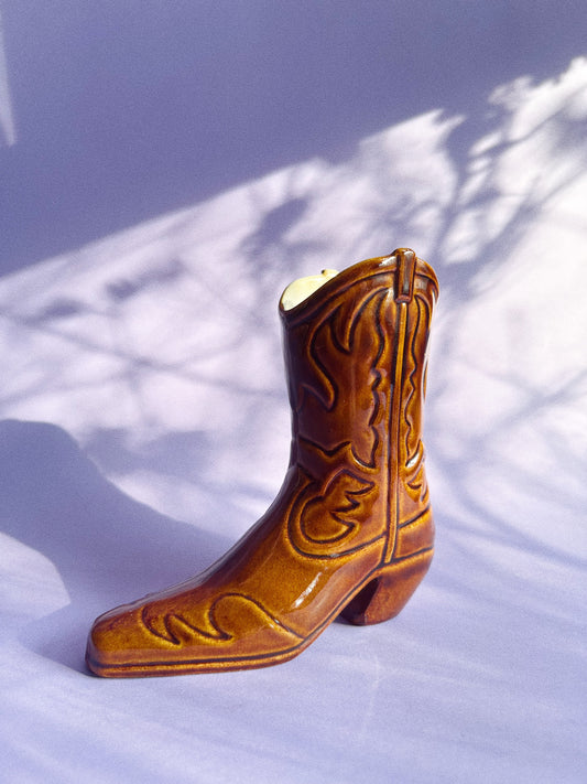 Vintage Bobby McGees Glazed Ceramic Cowboy Boot Vase