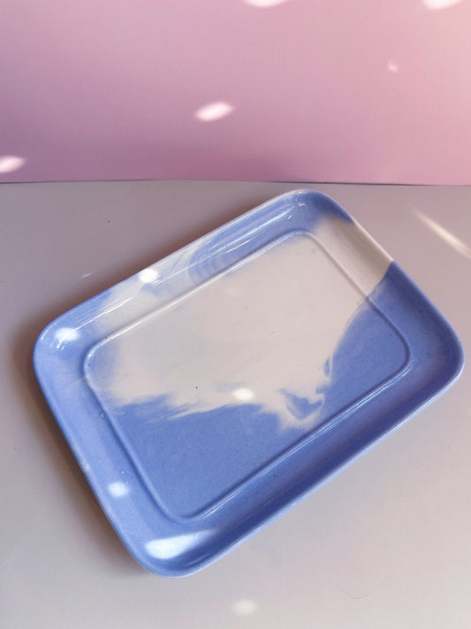Ceramic Blue & White Glazed Cloud Tray
