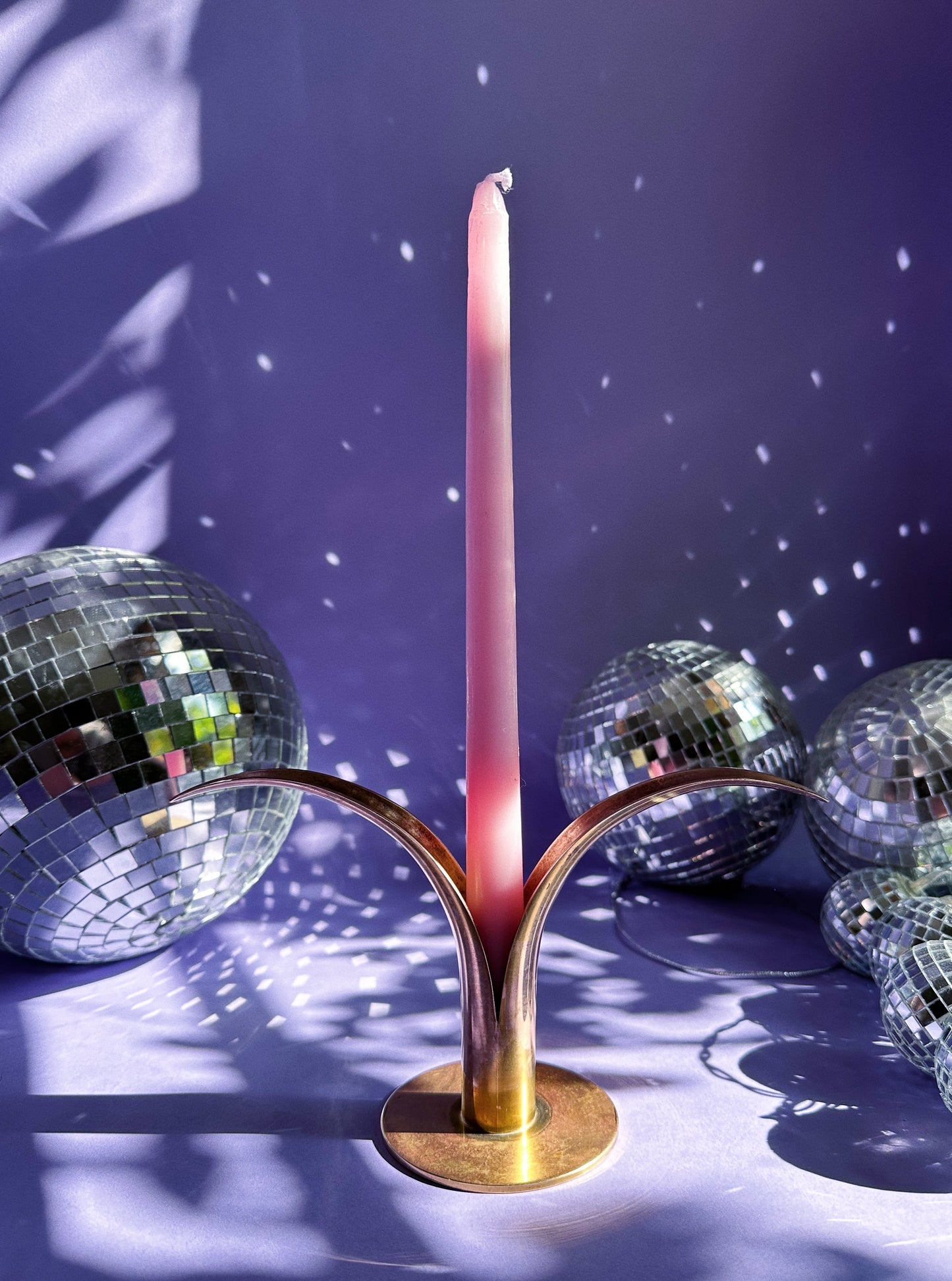 Mid Century Modern Lily Shaped Ystad Brass Metal Candlestick Candle Holders