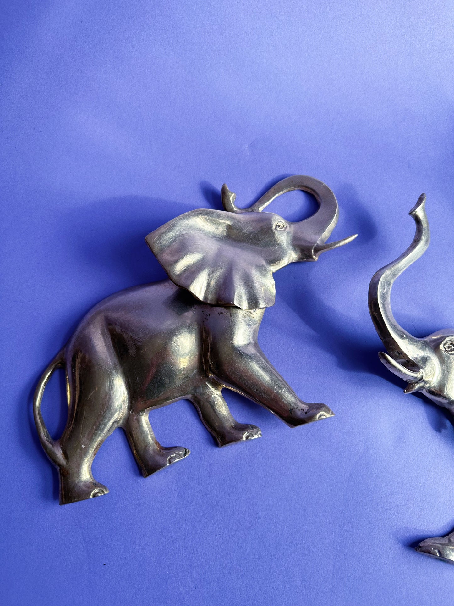 Vintage Brass Wall Hanging Elephant Pair