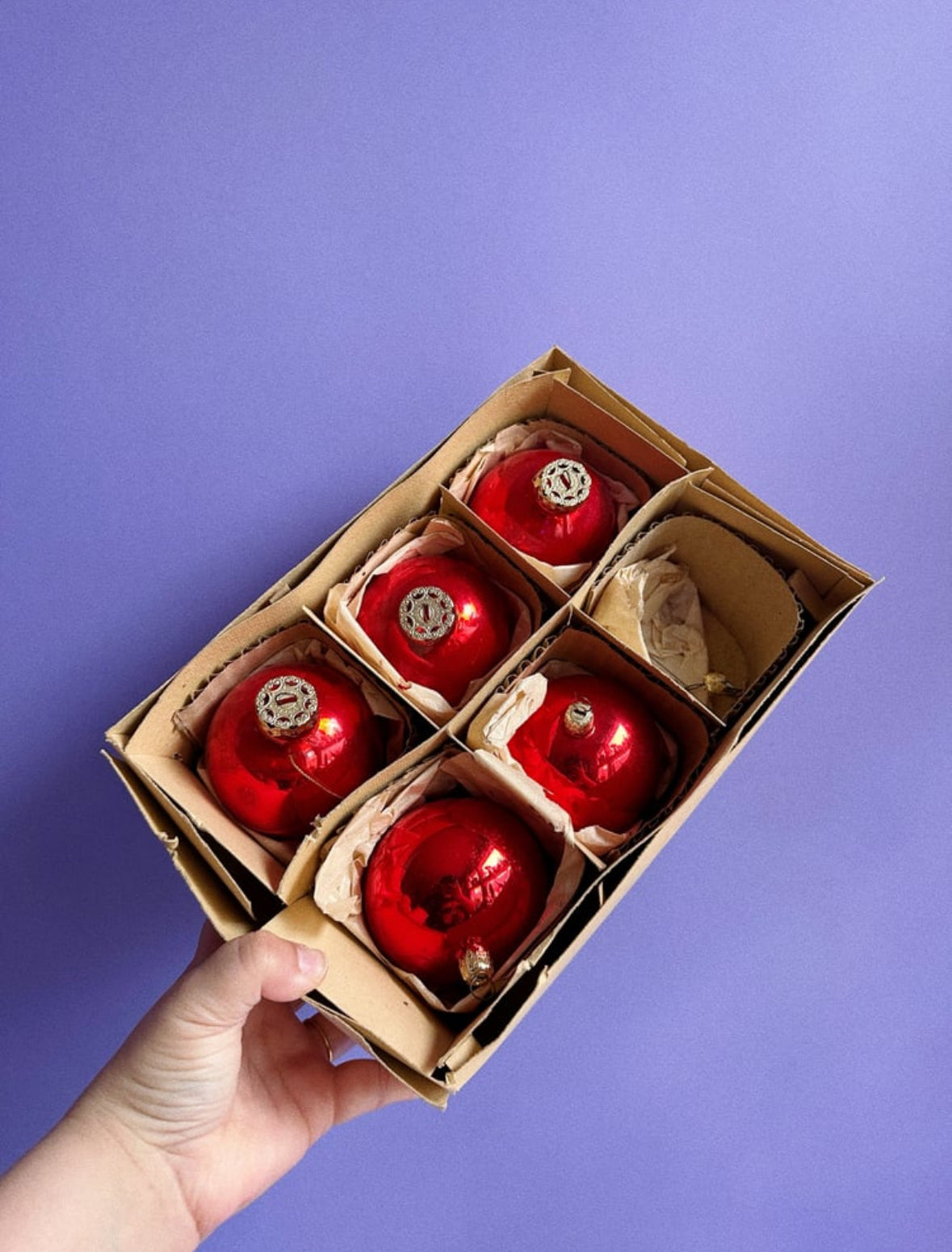 Vintage Red Glass Large Christmas Ornaments