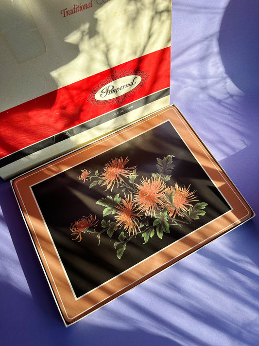 Pimpernel Floral Cork Back Placemats Set of 4 Made In England In Original Box