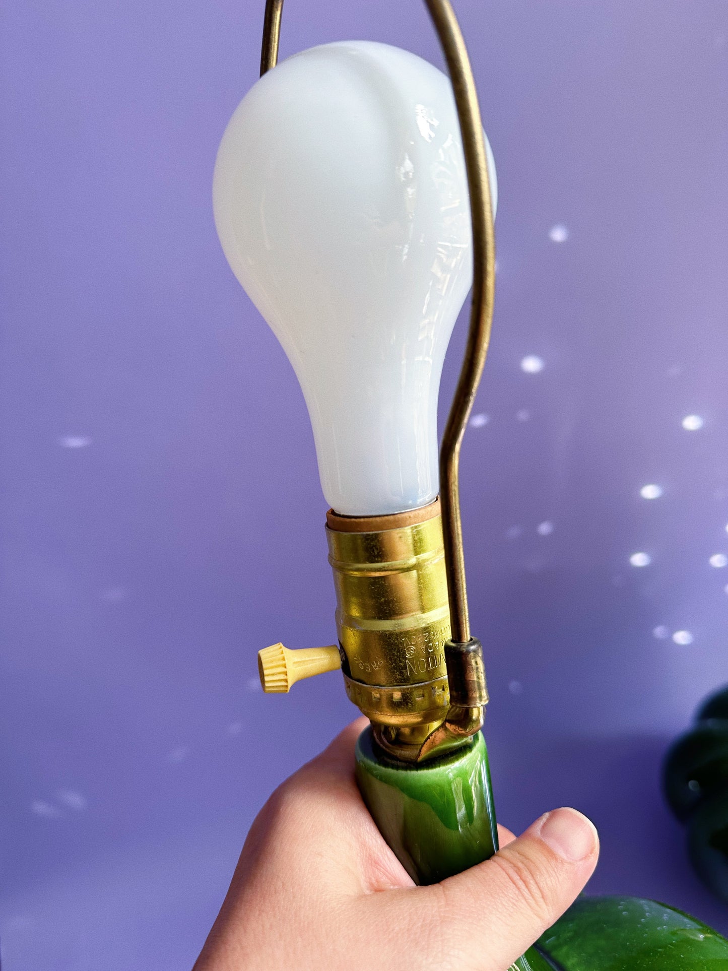 Beautiful Large Green MCM Leviton Glazed Ceramic Lamps