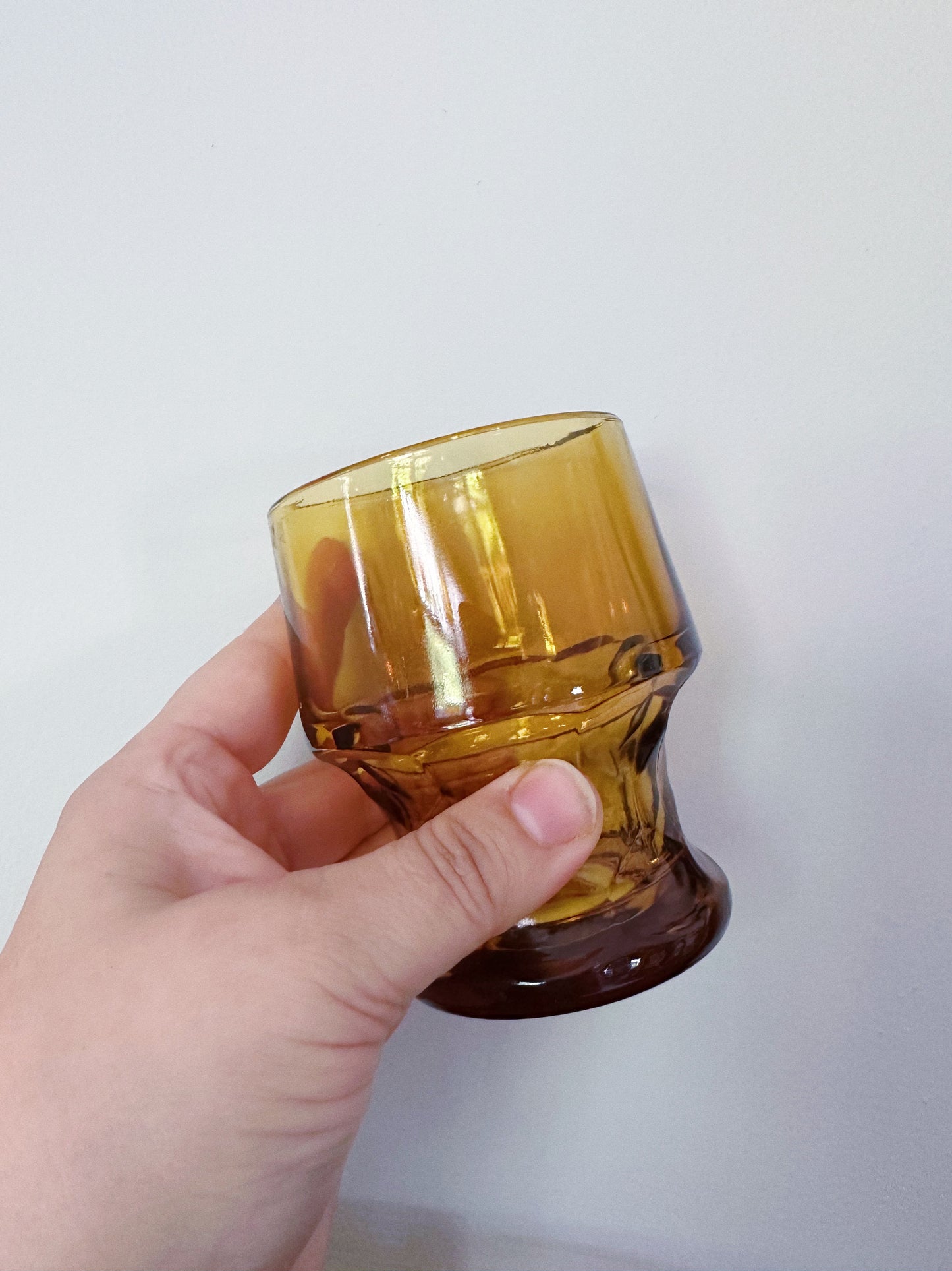 Vintage Set of 5 Amber Libbey Heavy Bottom Glass Tumblers