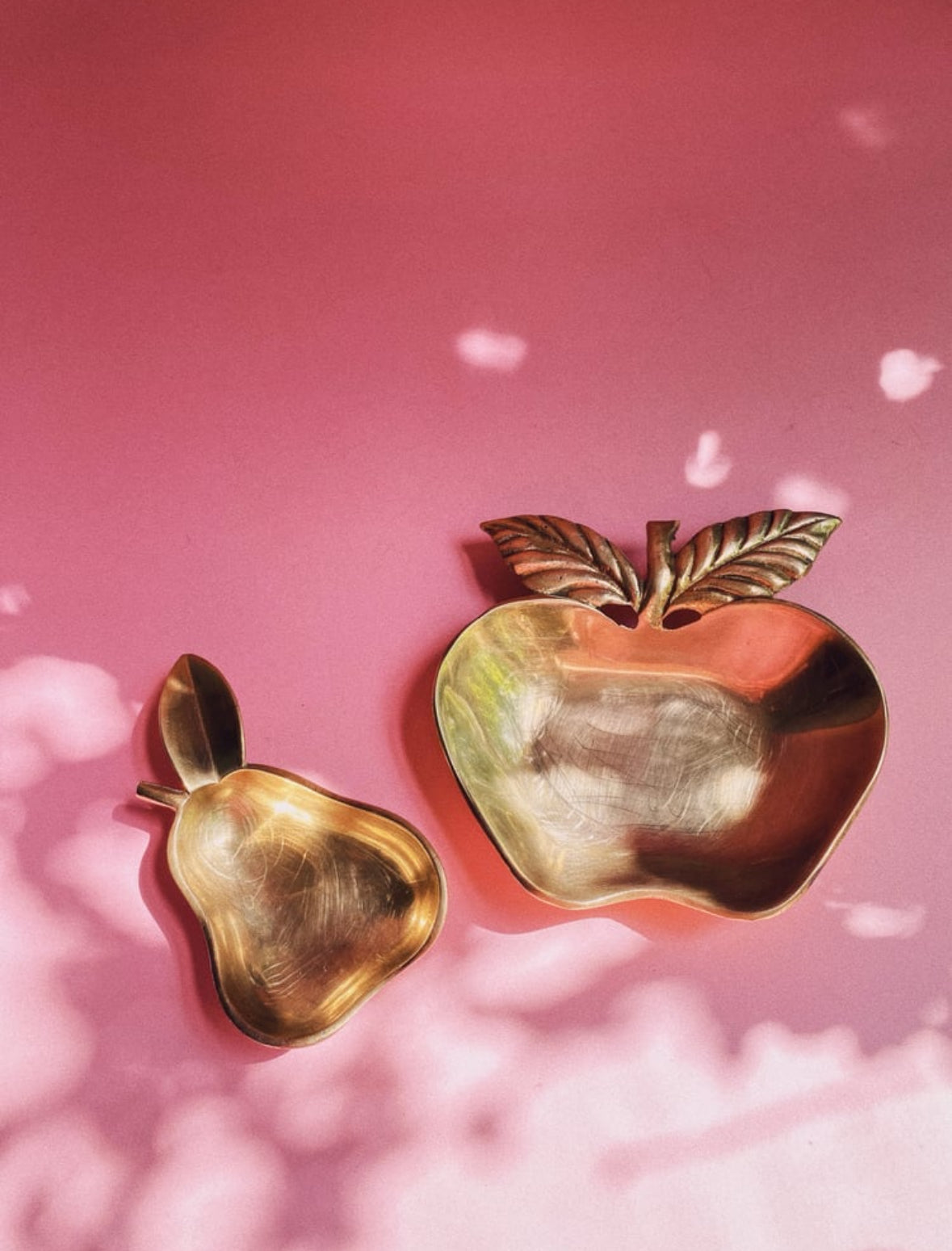 Vintage Heavy Solid Brass Apple & Pear Dishes / Catchalls